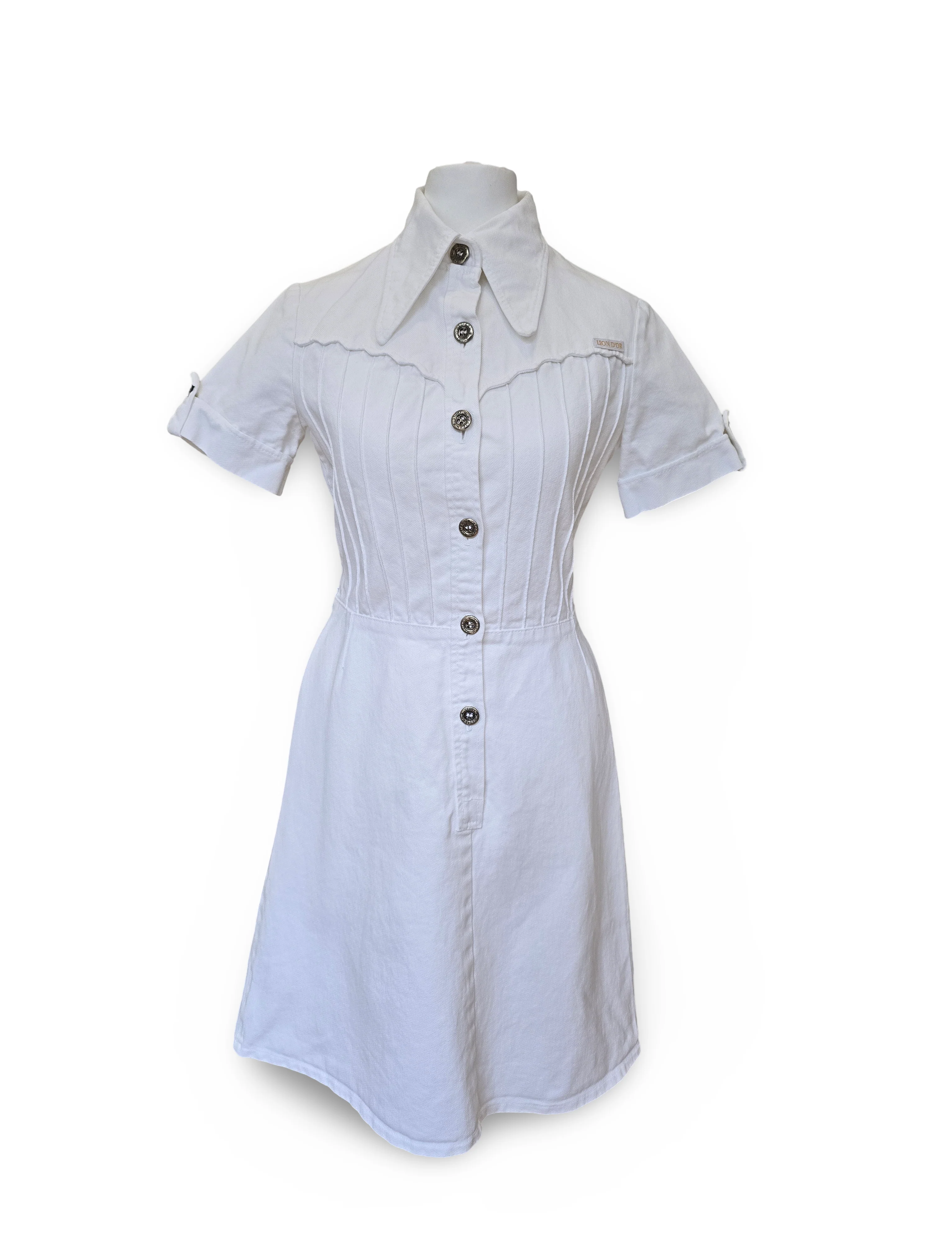 Vintage 70s White Denim Button Up Dress - XS/S - Image 5