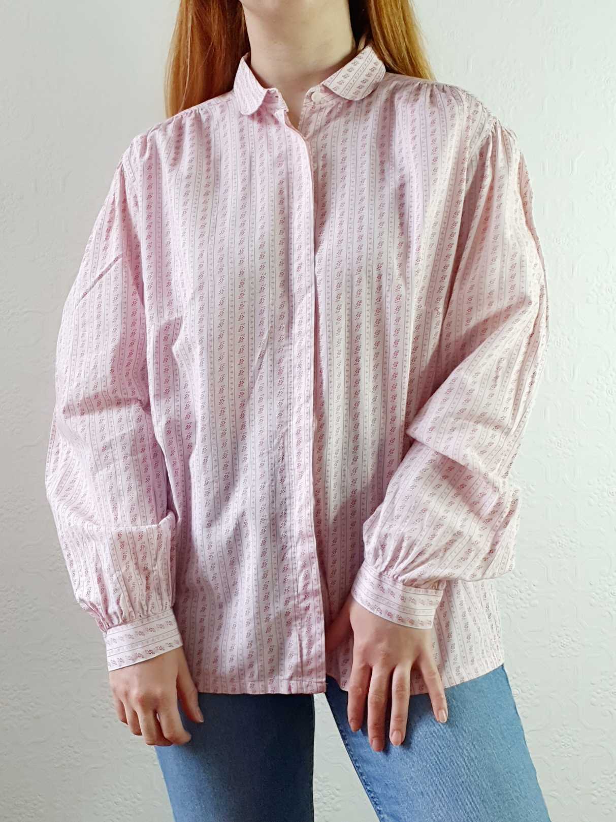 Vintage 80s Austrian Folk Cotton Blouse with Peter Pan Collar - M - Image 10