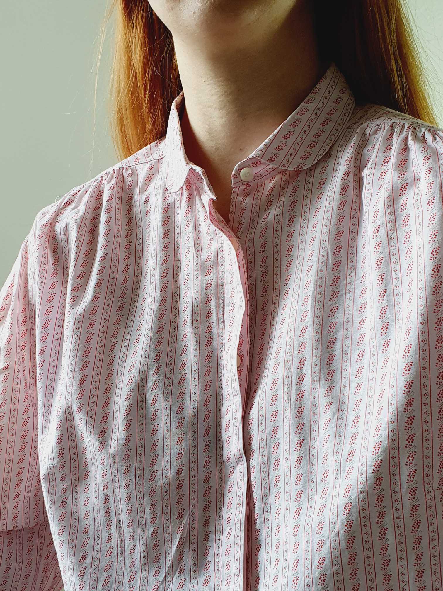 Vintage 80s Austrian Folk Cotton Blouse with Peter Pan Collar - M - Image 11