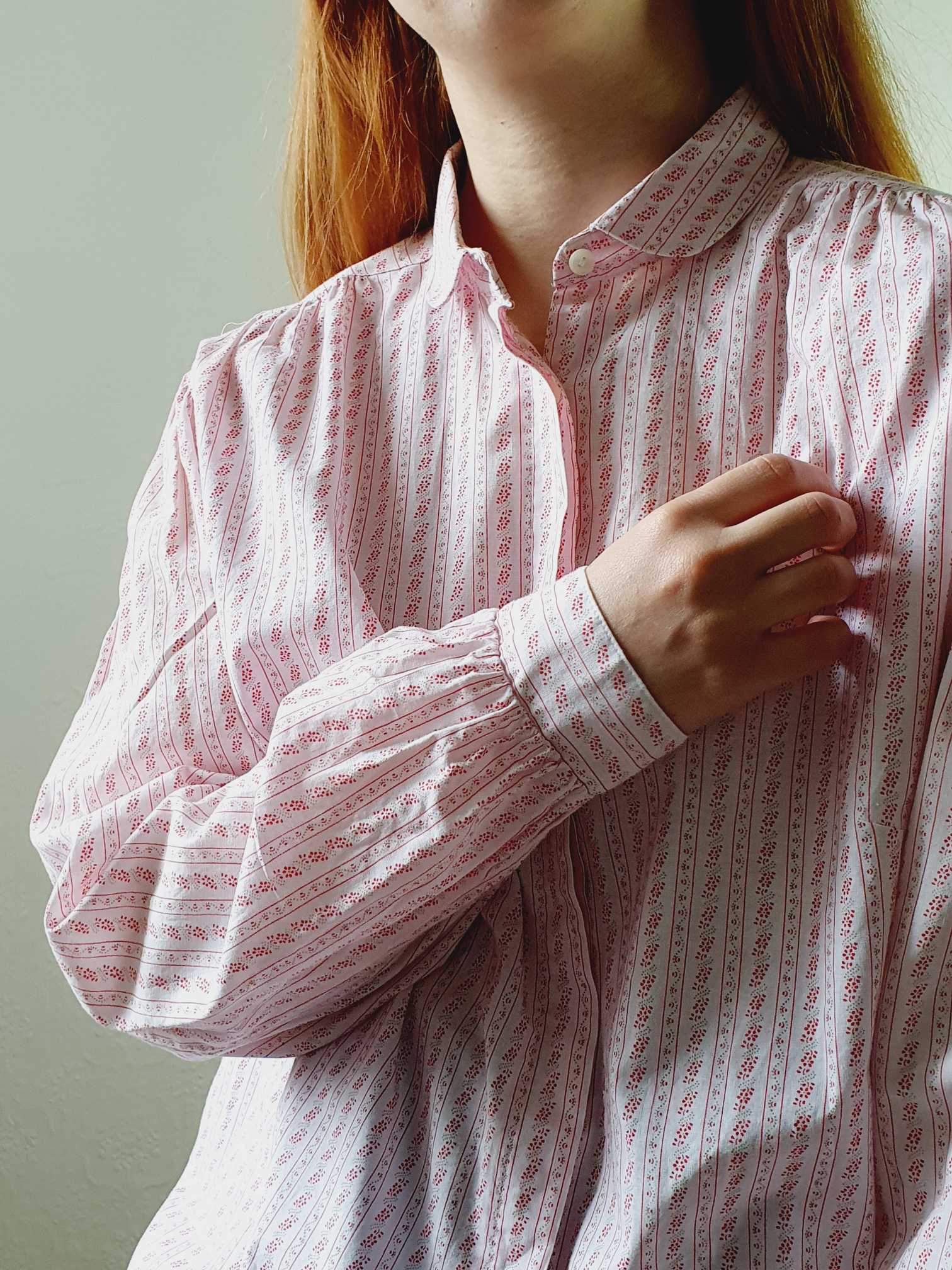 Vintage 80s Austrian Folk Cotton Blouse with Peter Pan Collar - M - Image 12