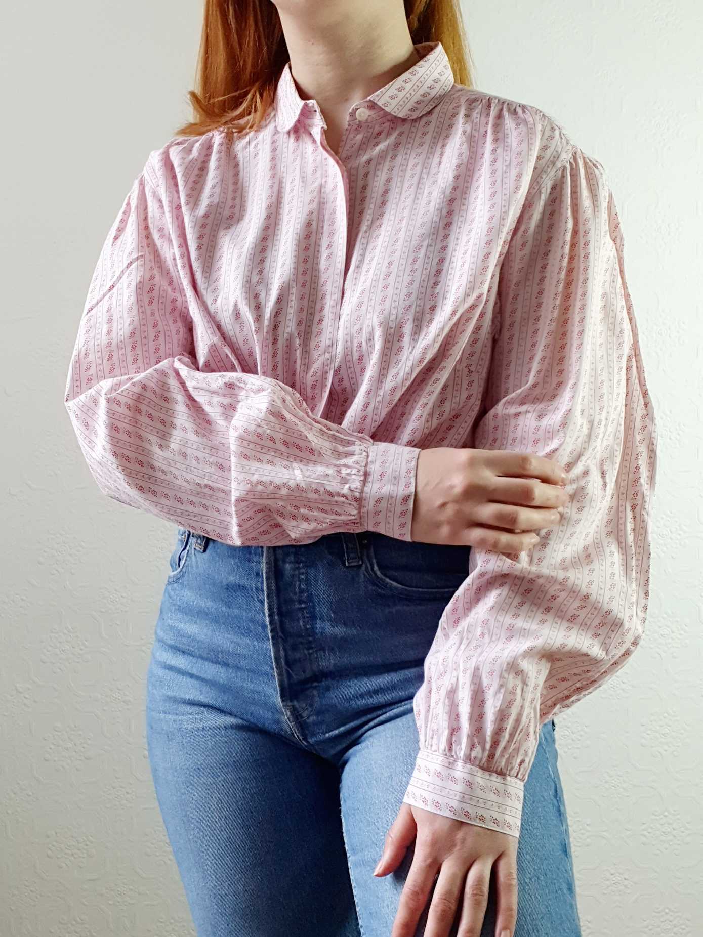 Vintage 80s Austrian Folk Cotton Blouse with Peter Pan Collar - M - Image 5