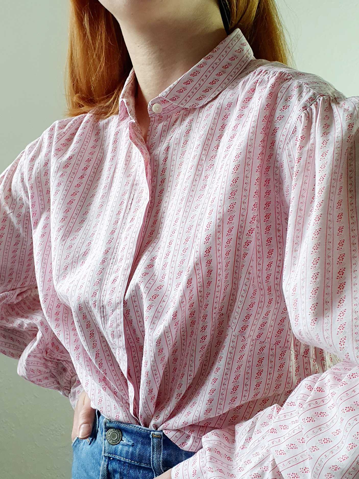 Vintage 80s Austrian Folk Cotton Blouse with Peter Pan Collar - M - Image 9