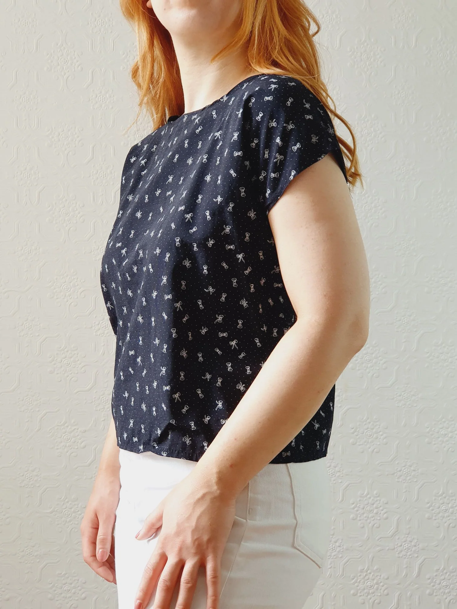 Vintage 80s Black Blouse with Bows - S - Image 2