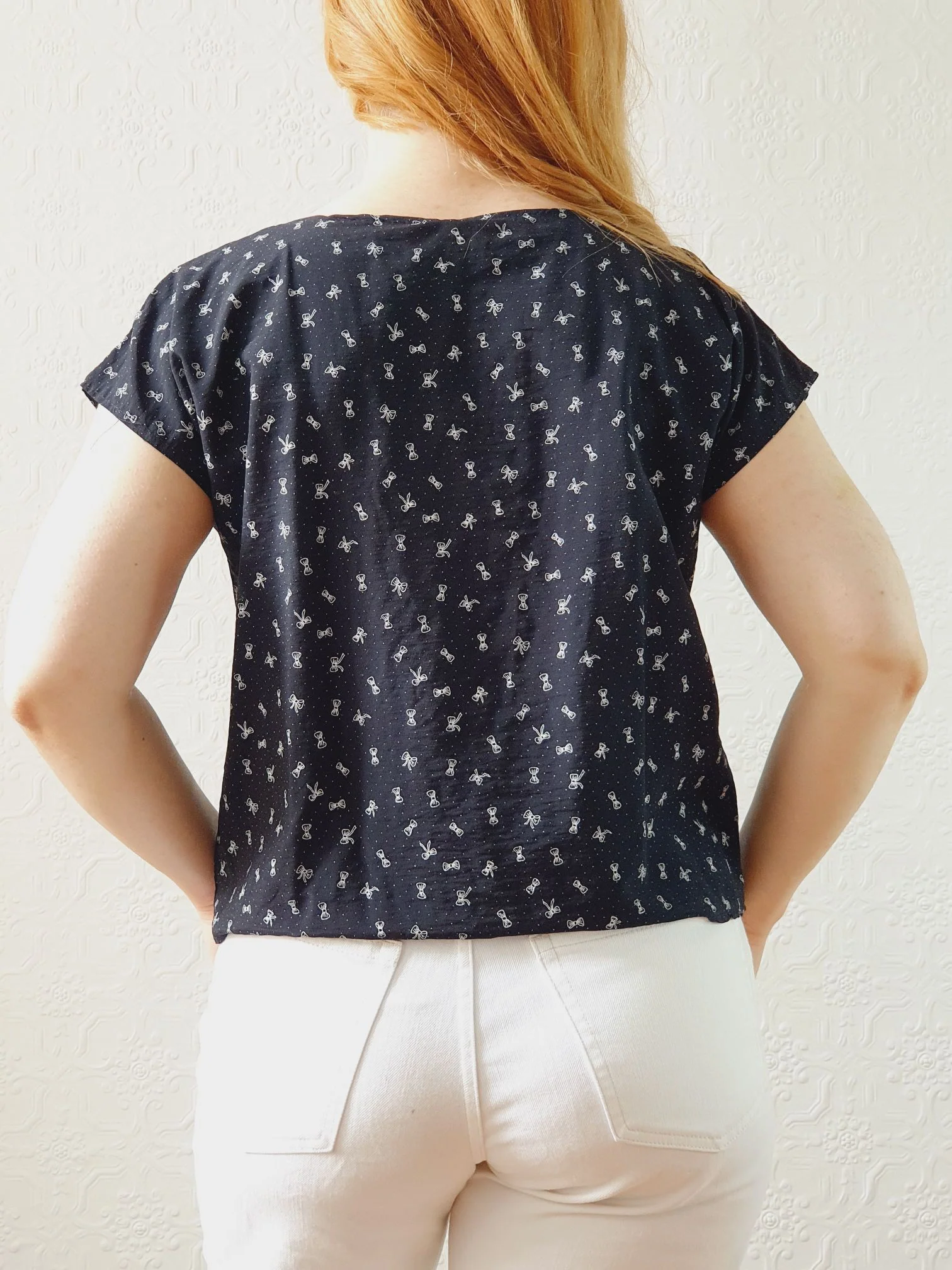 Vintage 80s Black Blouse with Bows - S - Image 3