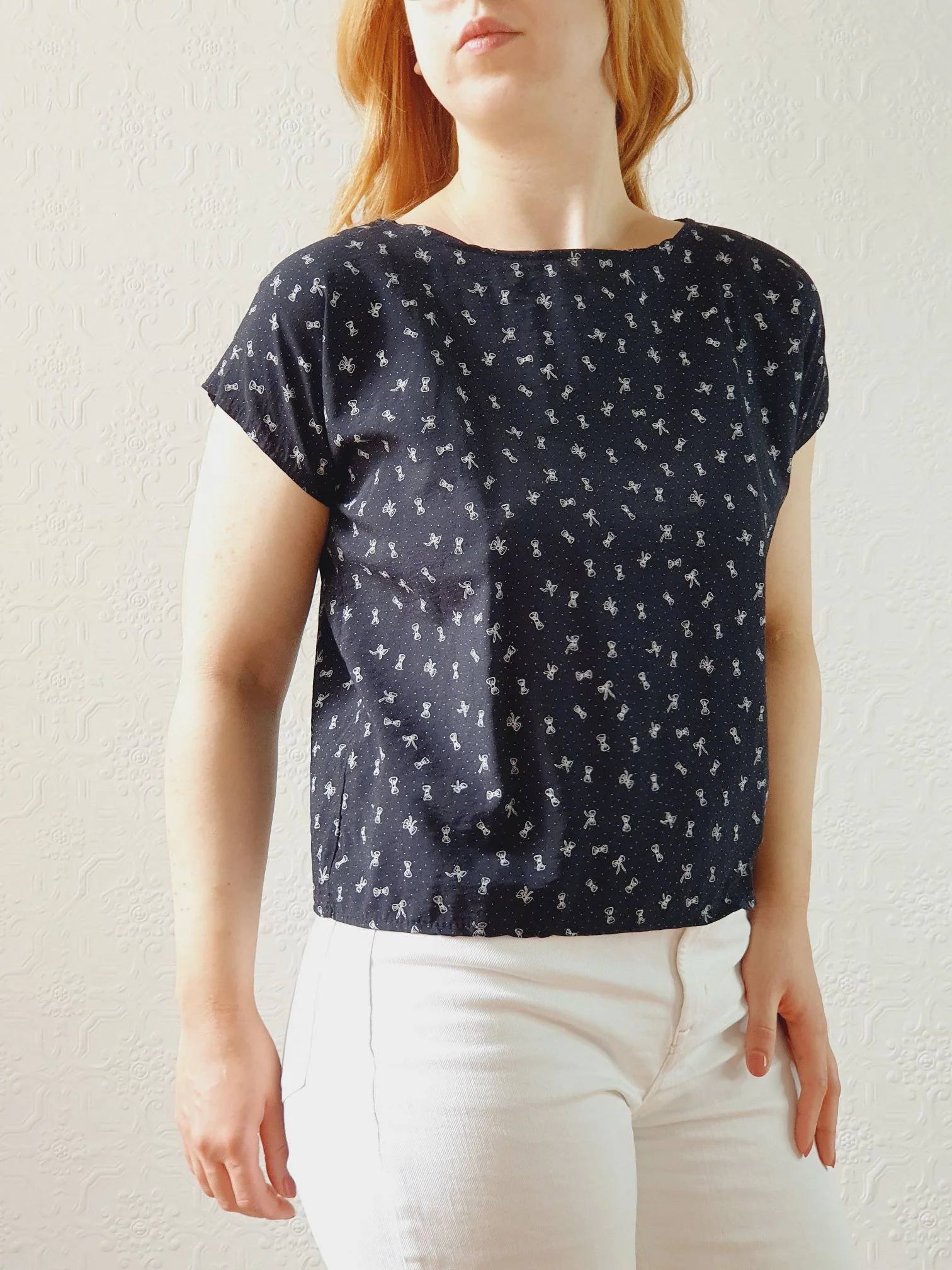 Vintage 80s Black Blouse with Bows - S - Image 4