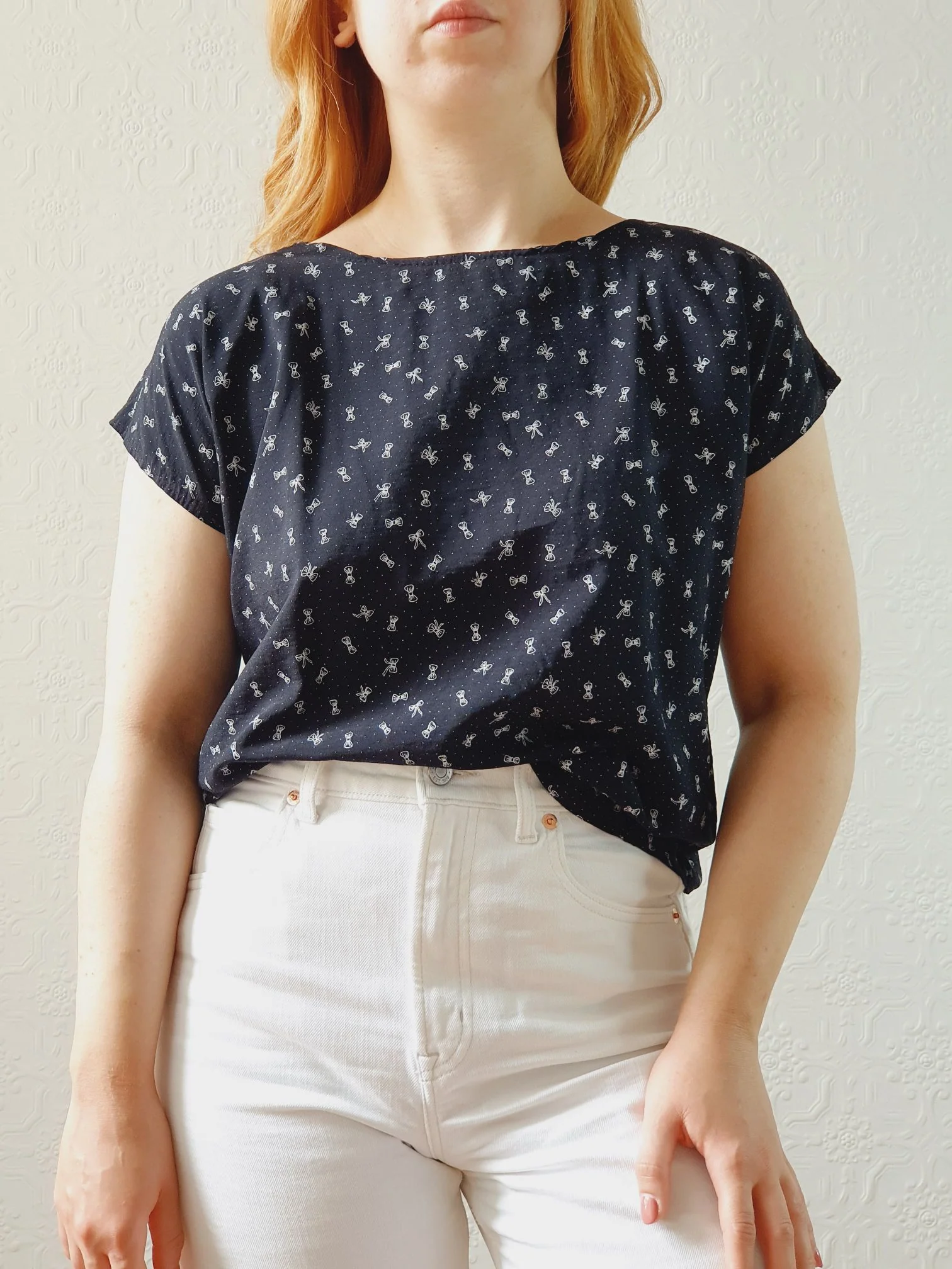 Vintage 80s Black Blouse with Bows - S - Image 5