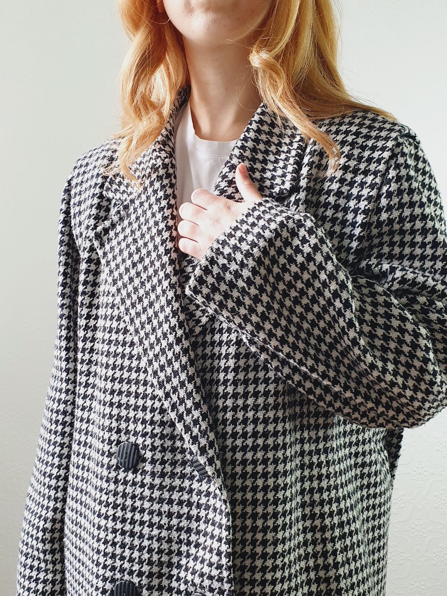 Vintage 80s Black & White Houndstooth Blazer - M - Image 10