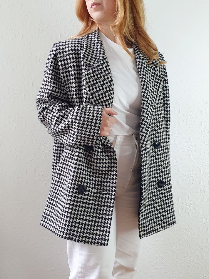 Vintage 80s Black & White Houndstooth Blazer - M - Image 6