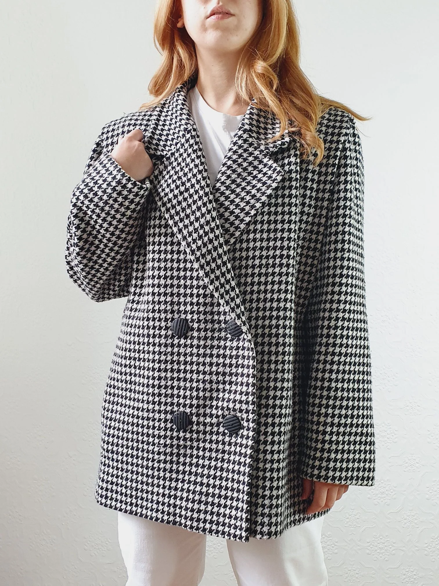 Vintage 80s Black & White Houndstooth Blazer - M - Image 7