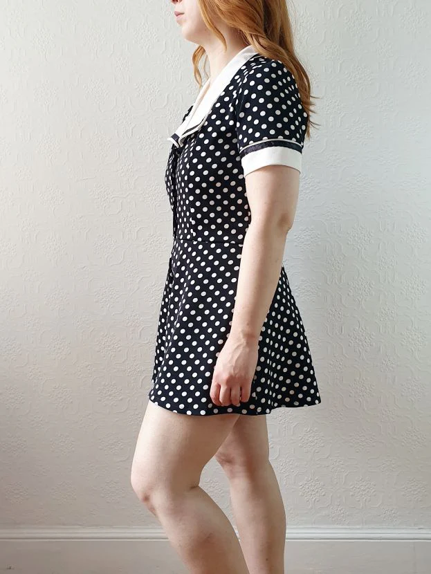 Vintage 80s Black & White Polka Dot Short Sleeve Playsuit - S - Image 6