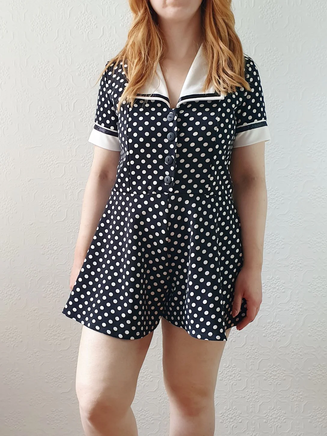 Vintage 80s Black & White Polka Dot Short Sleeve Playsuit - S - Image 9