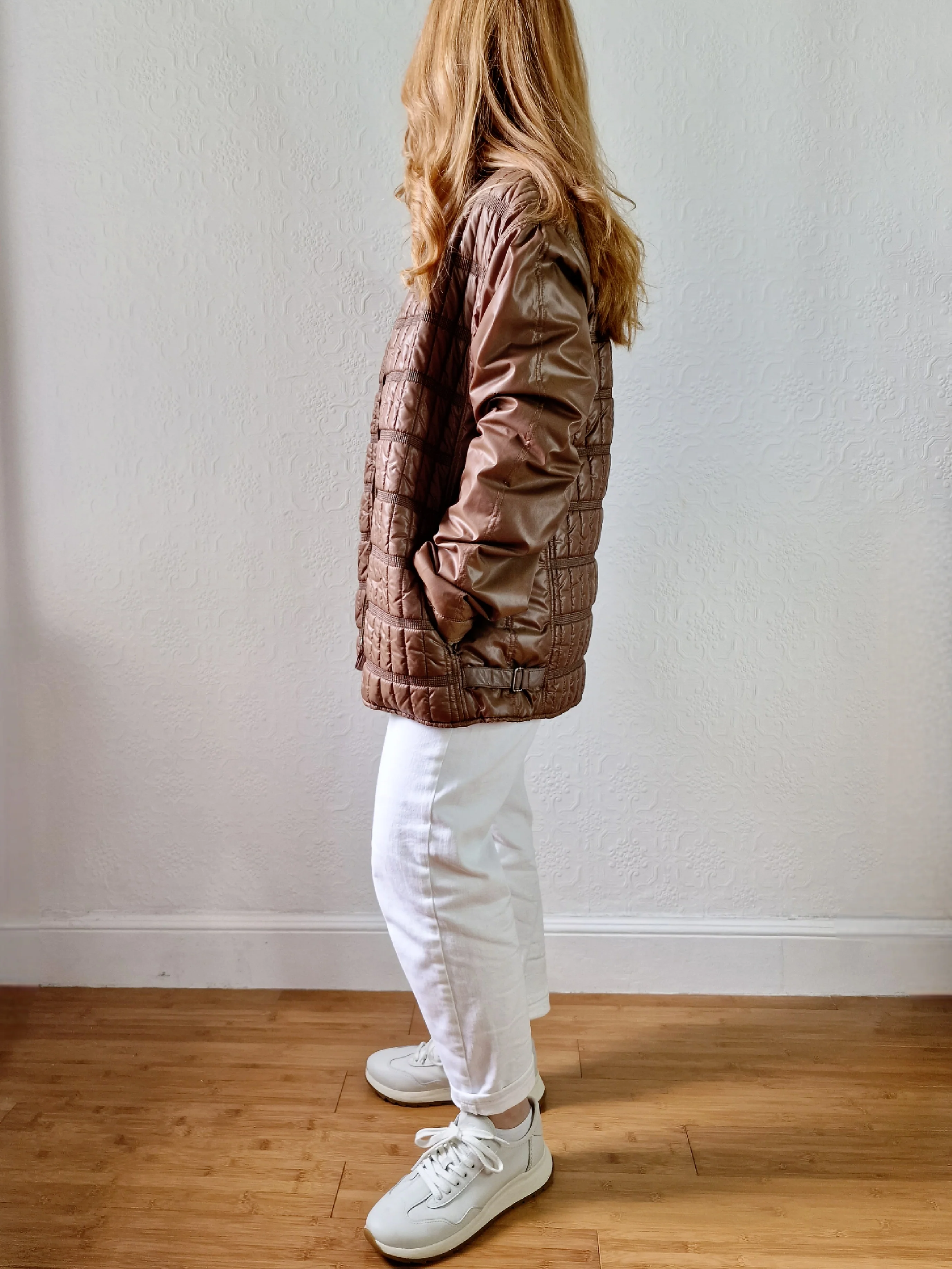Vintage 80s Brown Lightweight Puffer Short Jacket with Optional Hood - M - Image 2