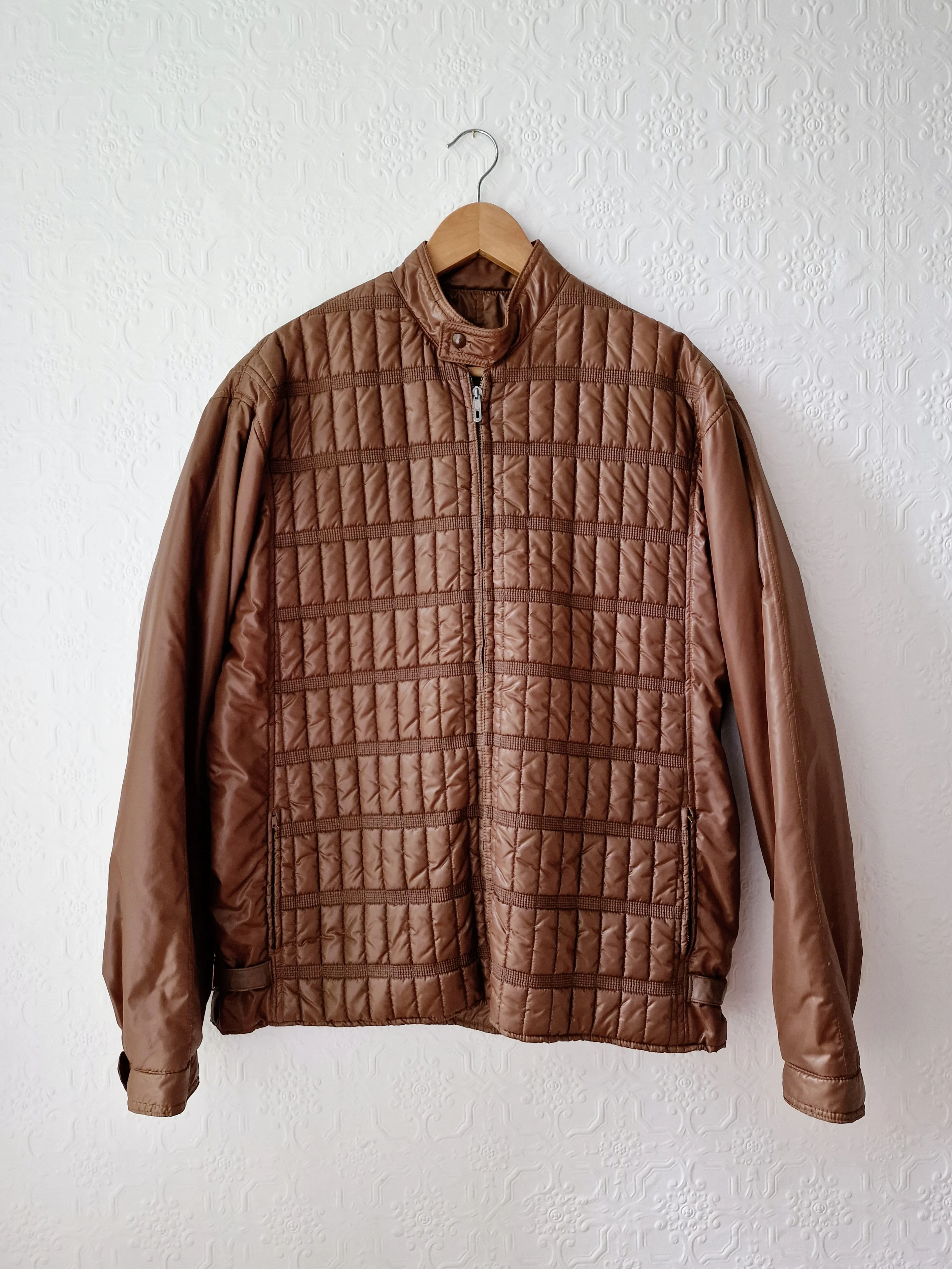 Vintage 80s Brown Lightweight Puffer Short Jacket with Optional Hood - M - Image 7