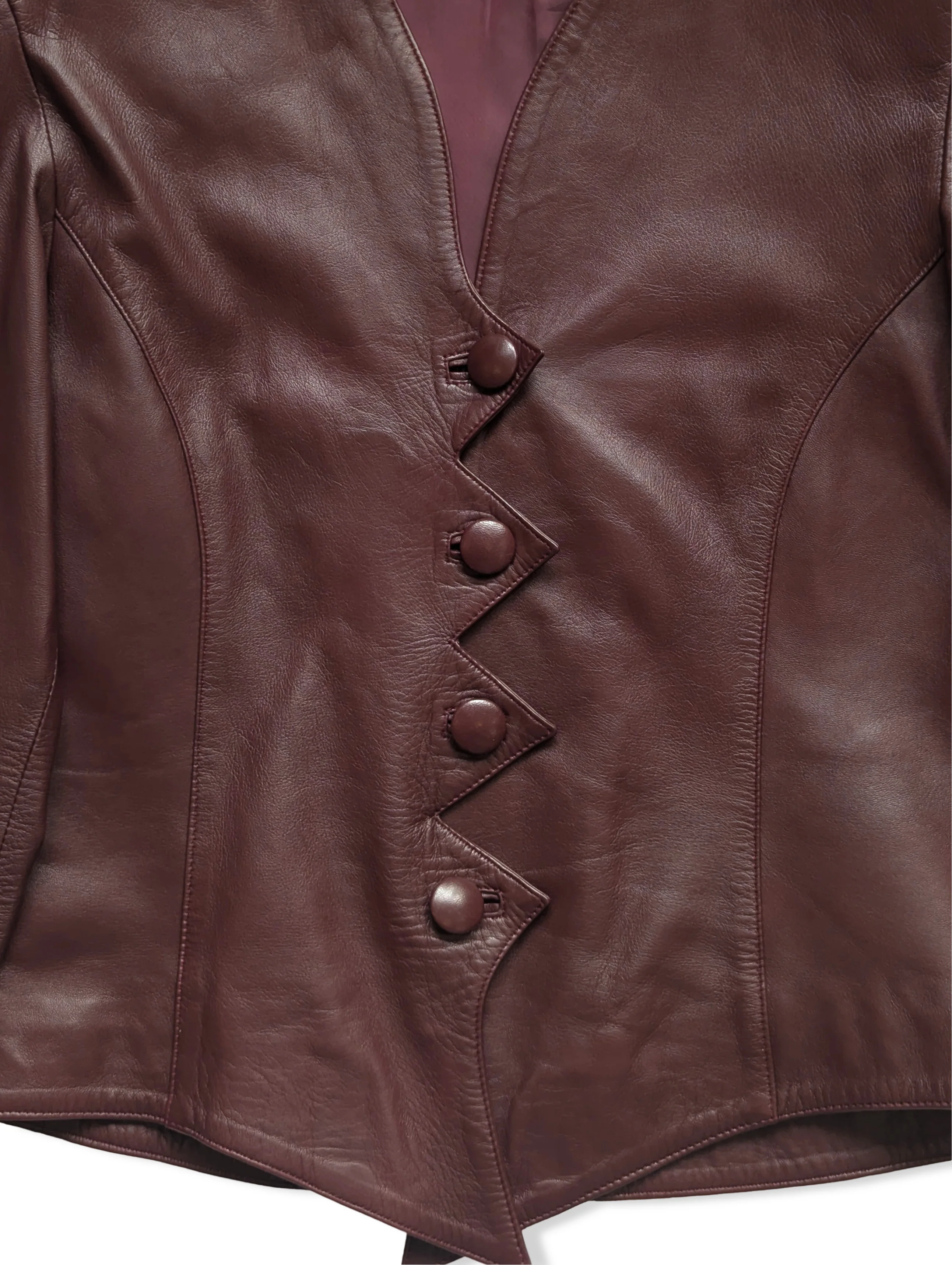 Vintage 80s Burgundy Leather Jacket - S/M - Image 3