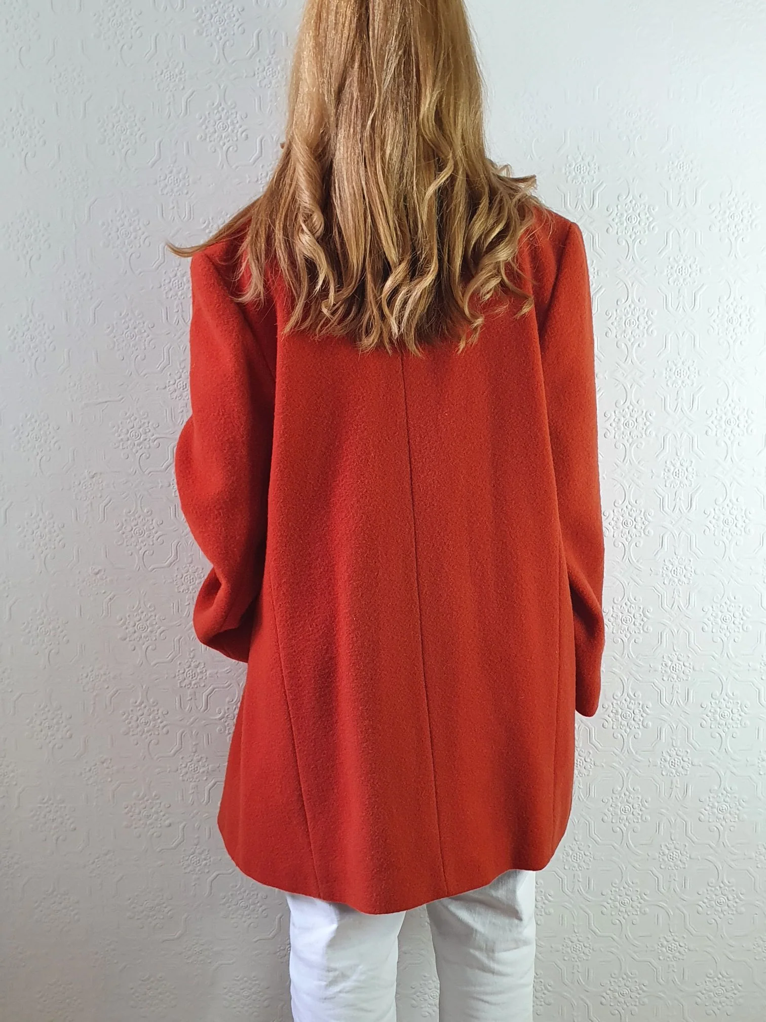 Vintage 80s Burnt Orange Pure Wool Double Breasted Coat - L - Image 6
