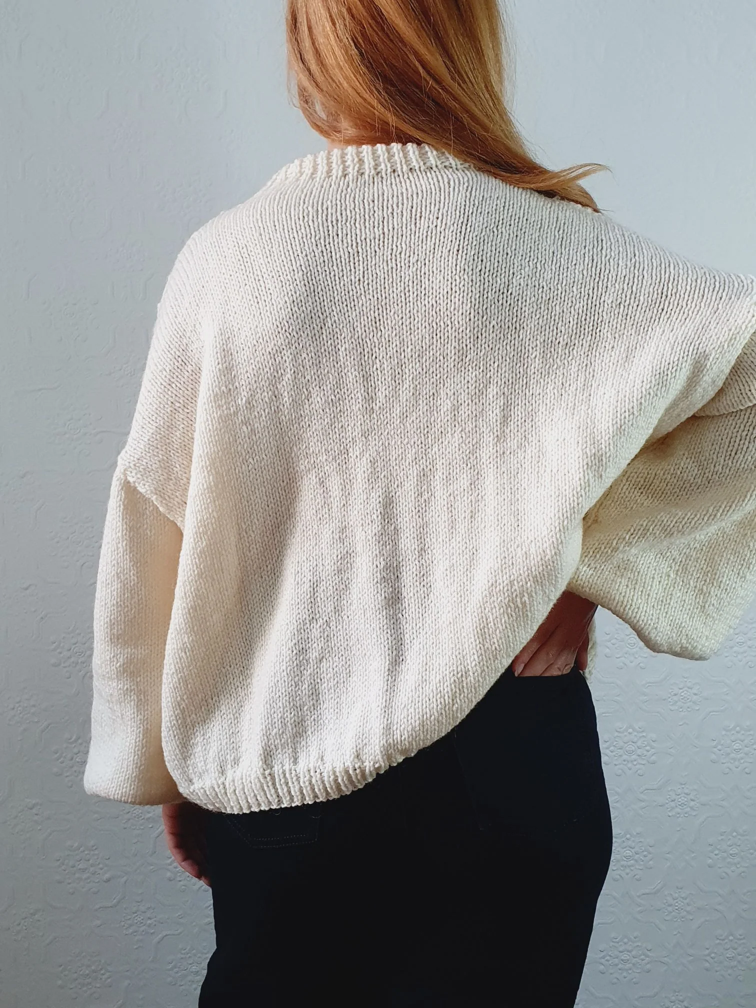 Vintage 80s Cream Balloon Sleeve Crew Neck Cable Knit Jumper - L - Image 11