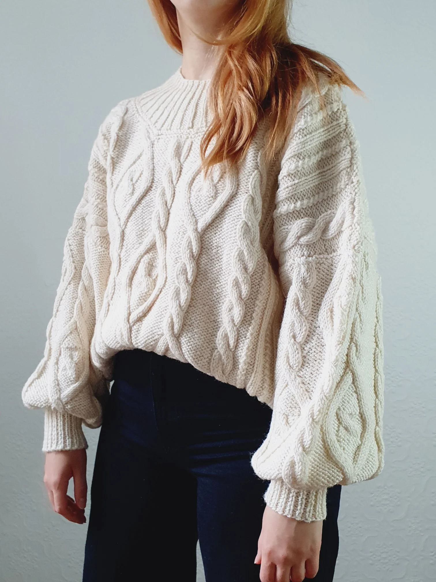 Vintage 80s Cream Crew Neck Cable Knit Aran Jumper - M/L - Image 12