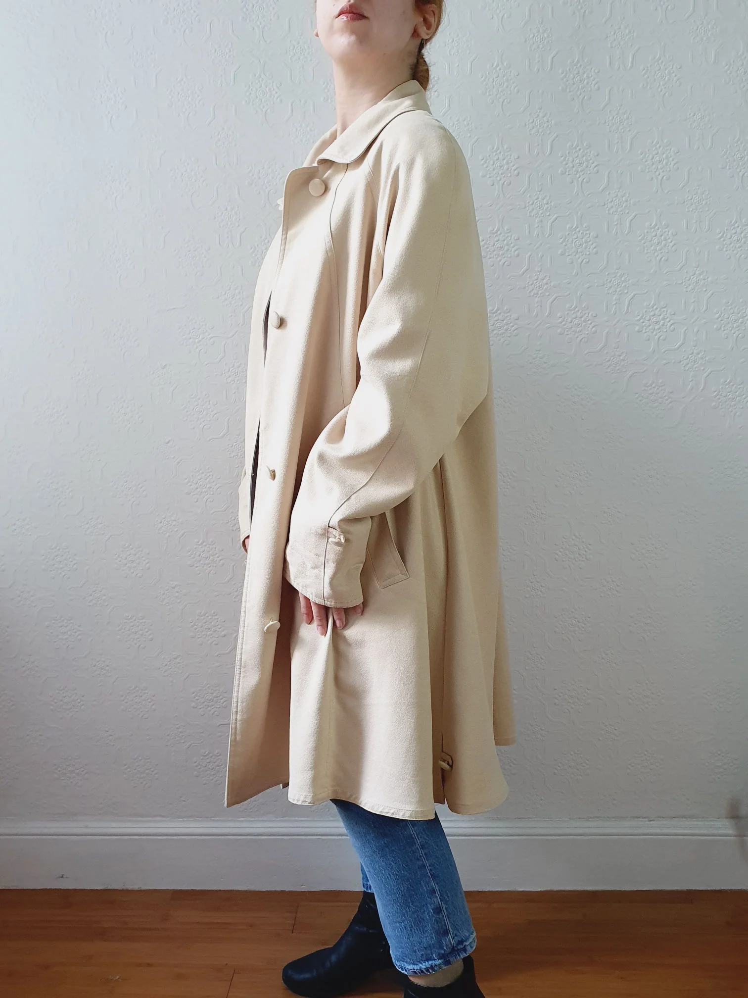 Vintage 80s Cream Single Breasted Lightweight Trench Coat - L/XL - Image 12