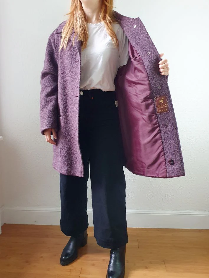 Vintage 80s Dark Purple Wool Single Breasted Short Coat - M - Image 5