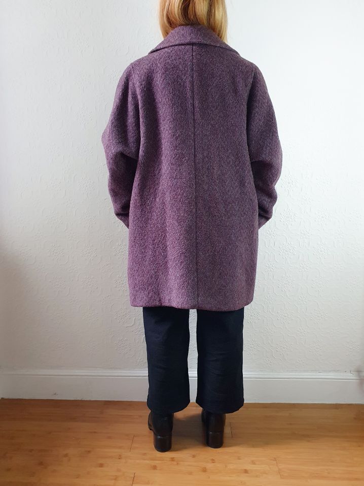 Vintage 80s Dark Purple Wool Single Breasted Short Coat - M - Image 7
