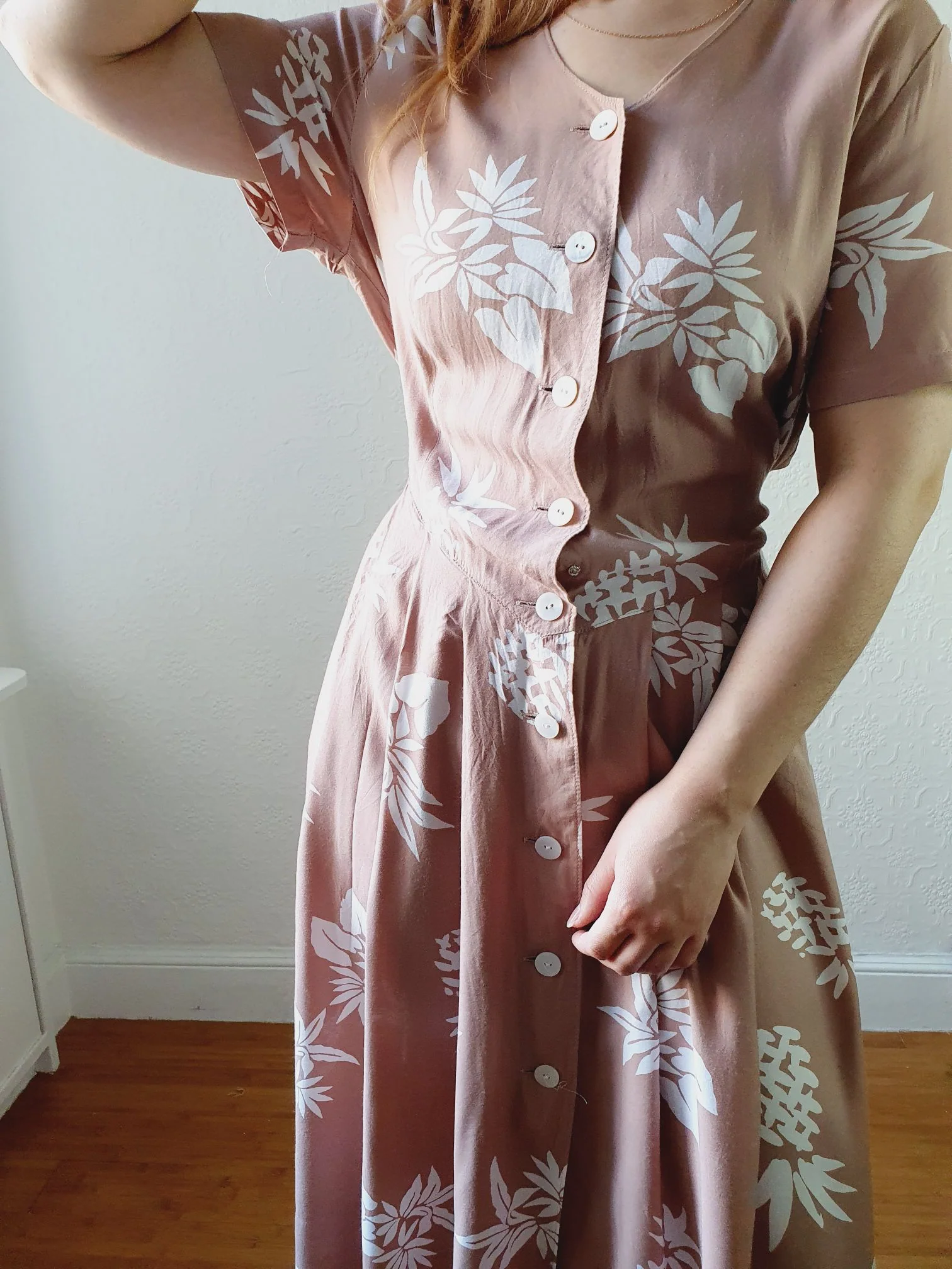 Vintage 80s Dusty Pink Dress - L - Image 14