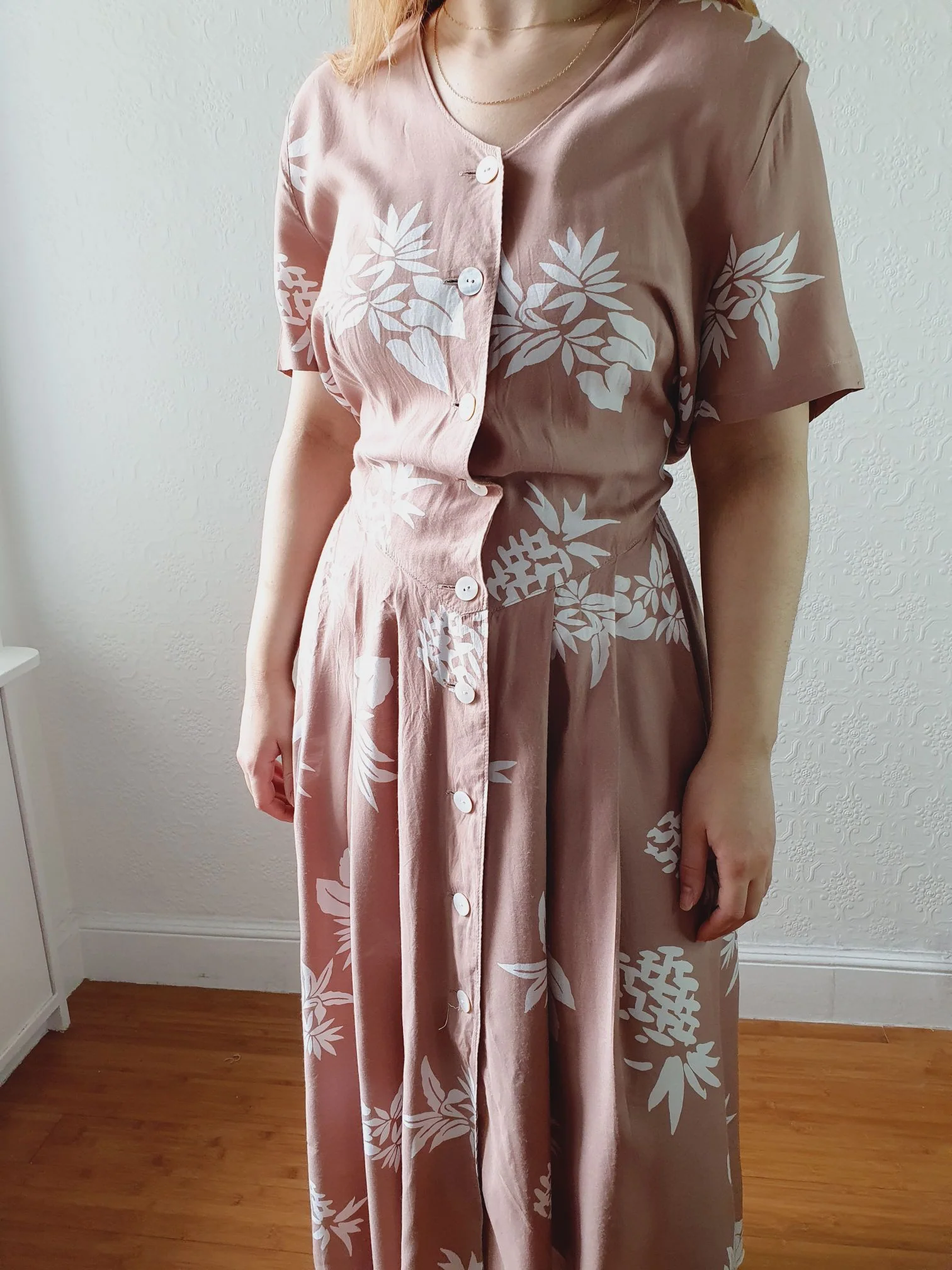 Vintage 80s Dusty Pink Dress - L - Image 3