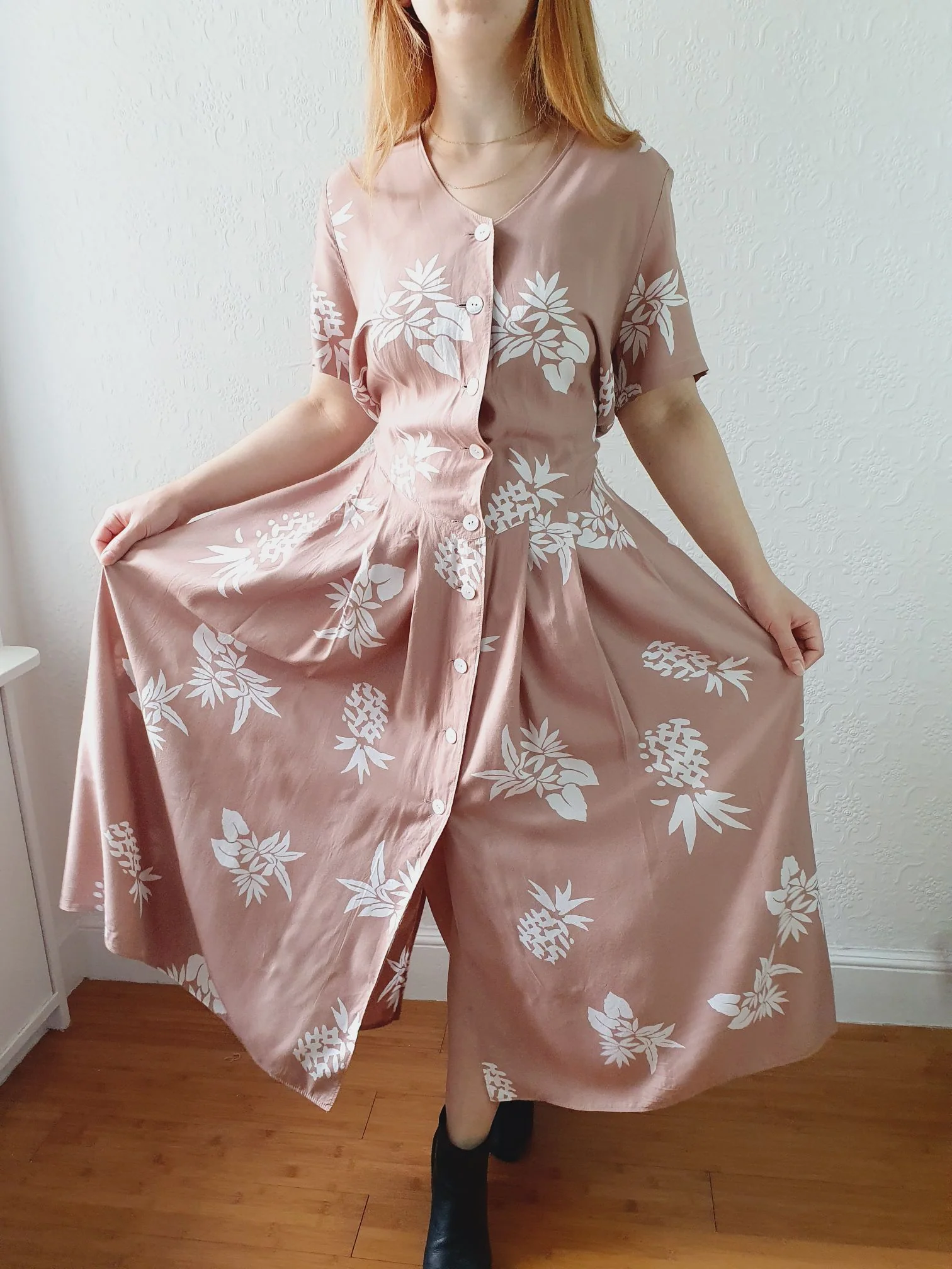 Vintage 80s Dusty Pink Dress - L - Image 5