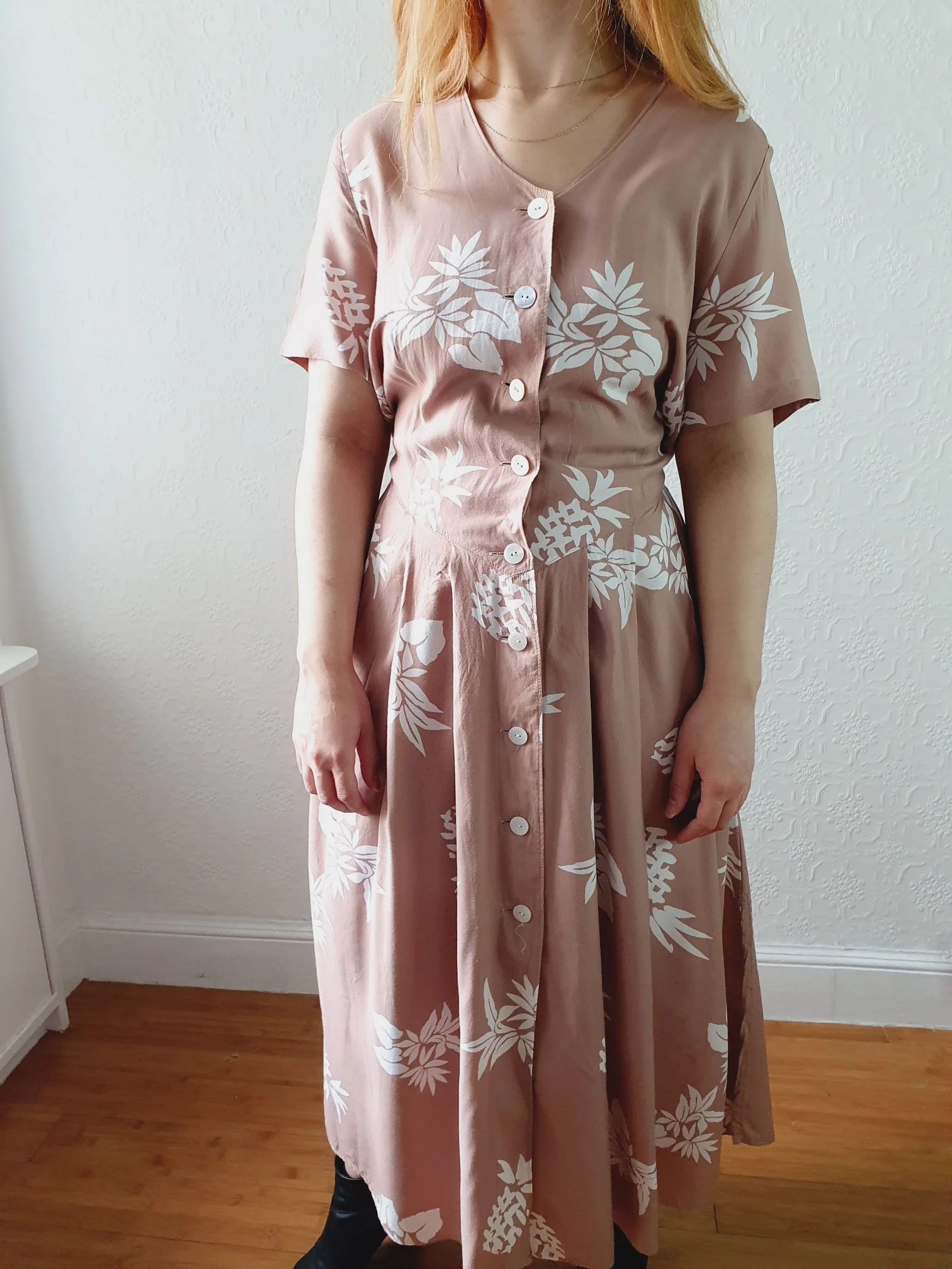 Vintage 80s Dusty Pink Dress - L - Image 6