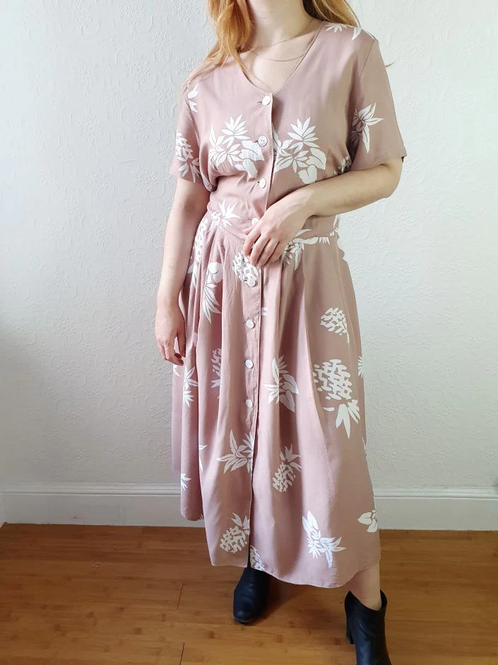 Vintage 80s Dusty Pink Dress - L - Image 7