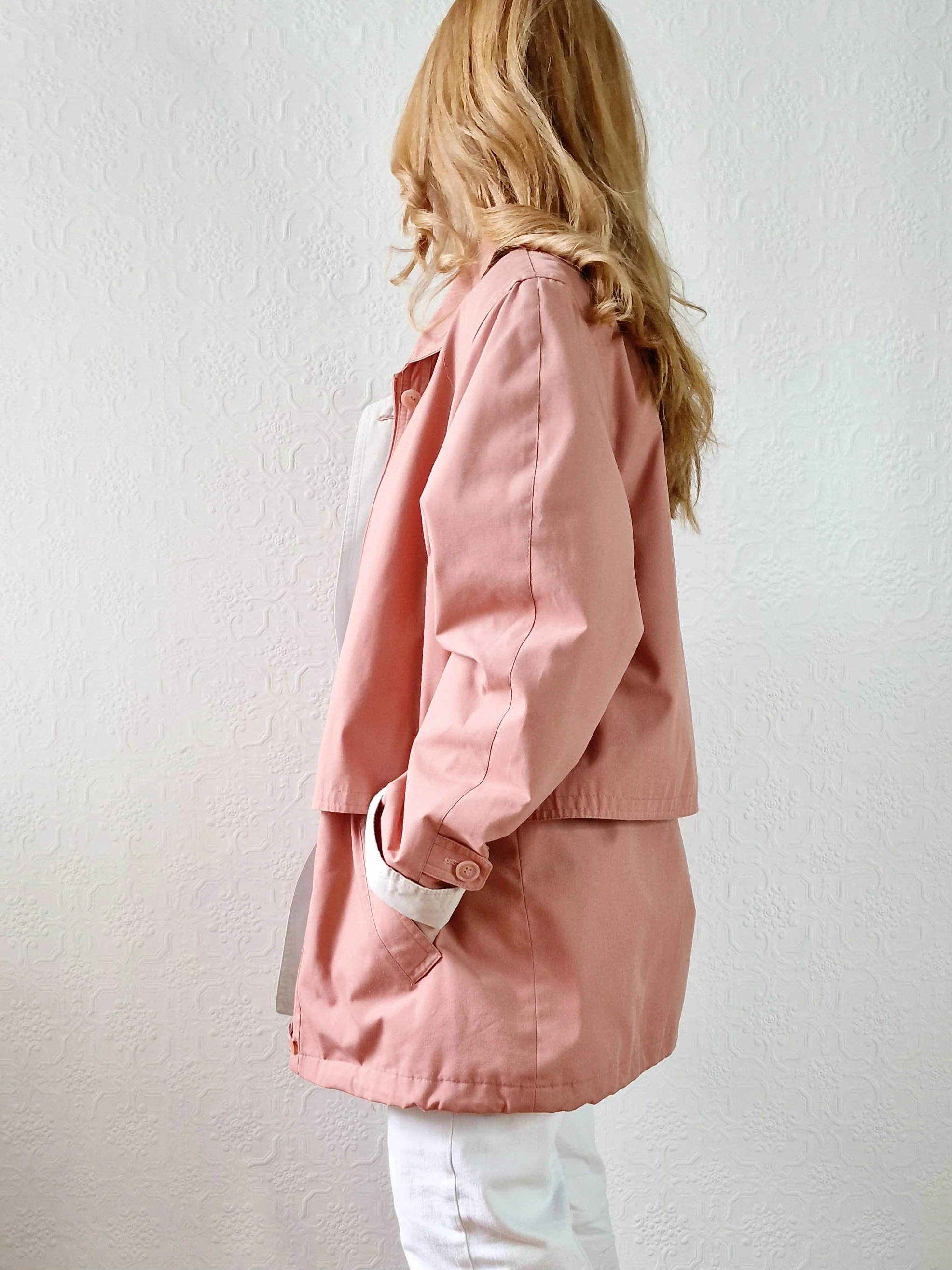 Vintage 80s Dusty Pink Lightweight Parka Style Jacket - M - Image 2