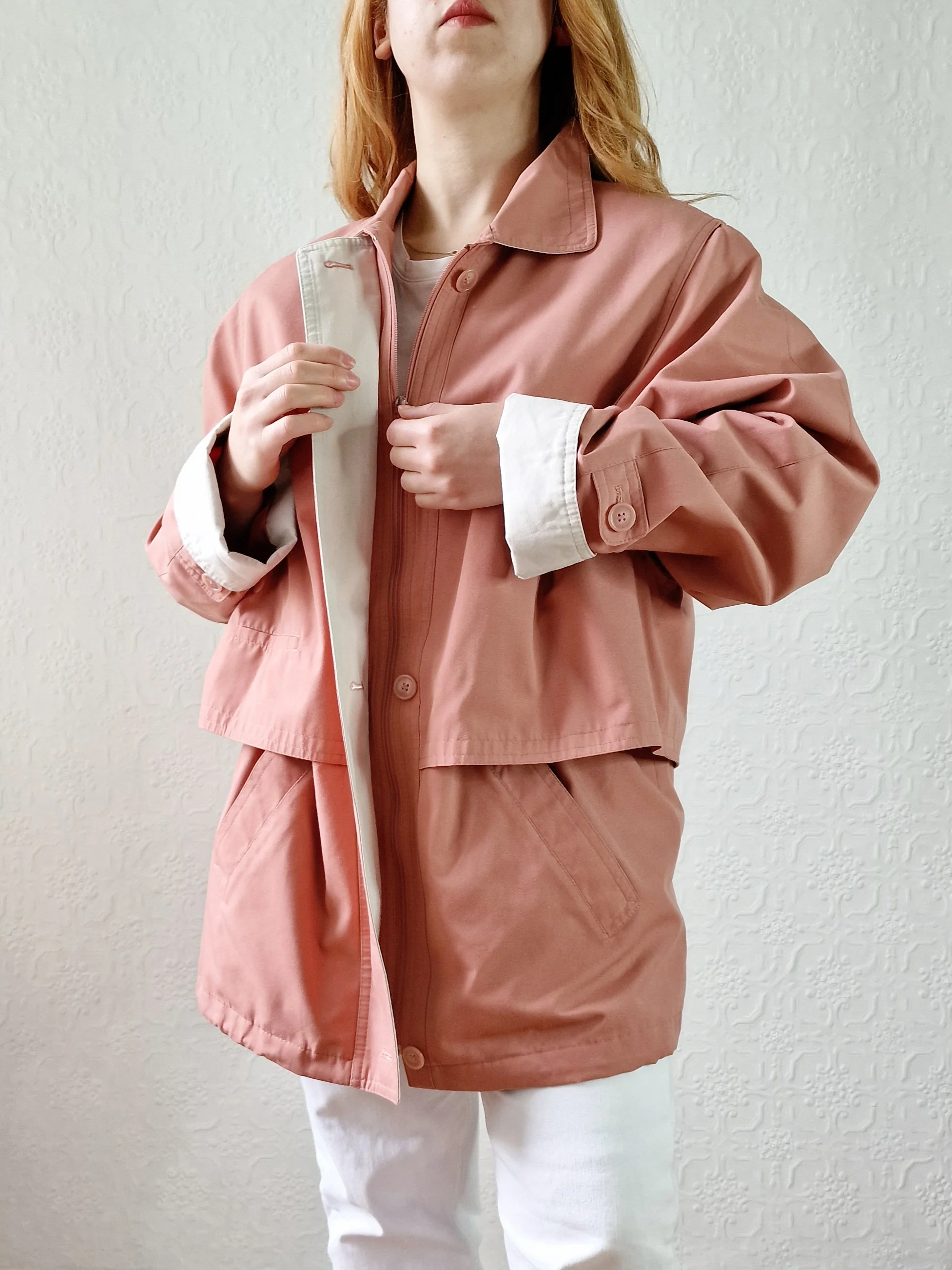 Vintage 80s Dusty Pink Lightweight Parka Style Jacket - M - Image 4