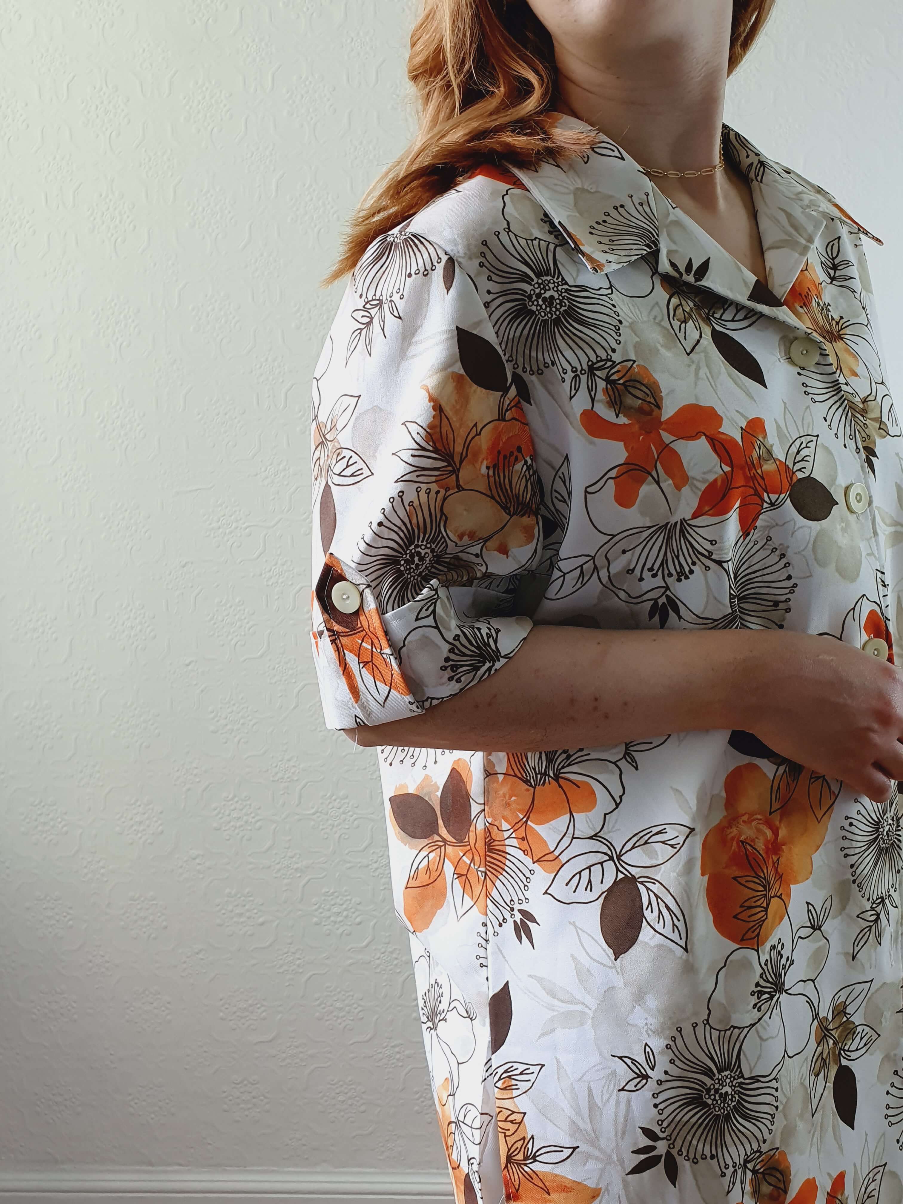 Vintage 80s Floral Short Sleeve Blouse - XL/XXL - Image 5