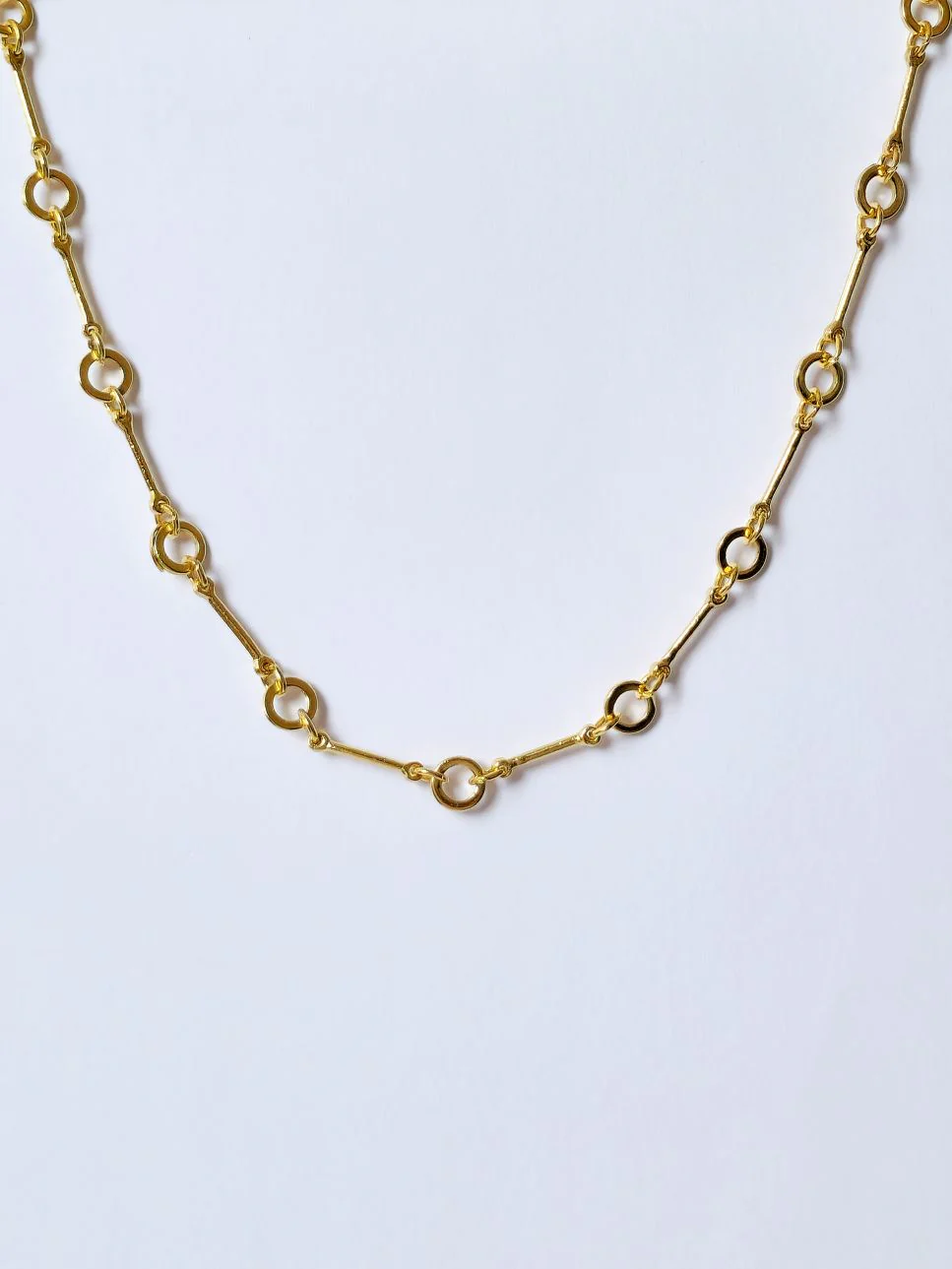 Vintage 80s Gold Plated Bar Link Chain Necklace - Image 3