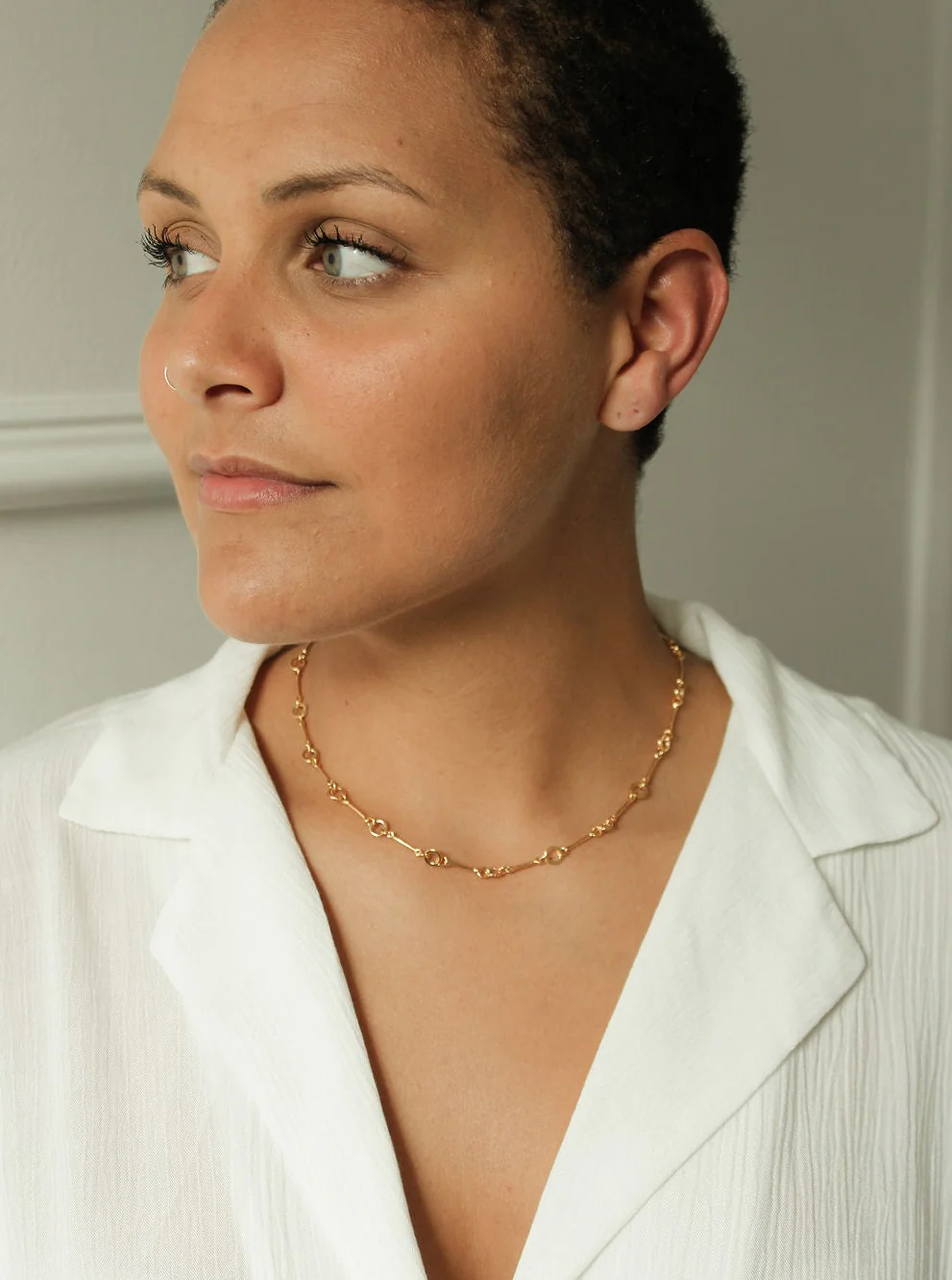 Vintage 80s Gold Plated Bar Link Chain Necklace - Image 6