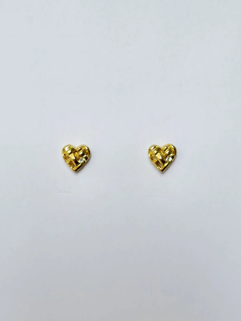 Vintage 80s Gold Plated Heart Stud Earrings