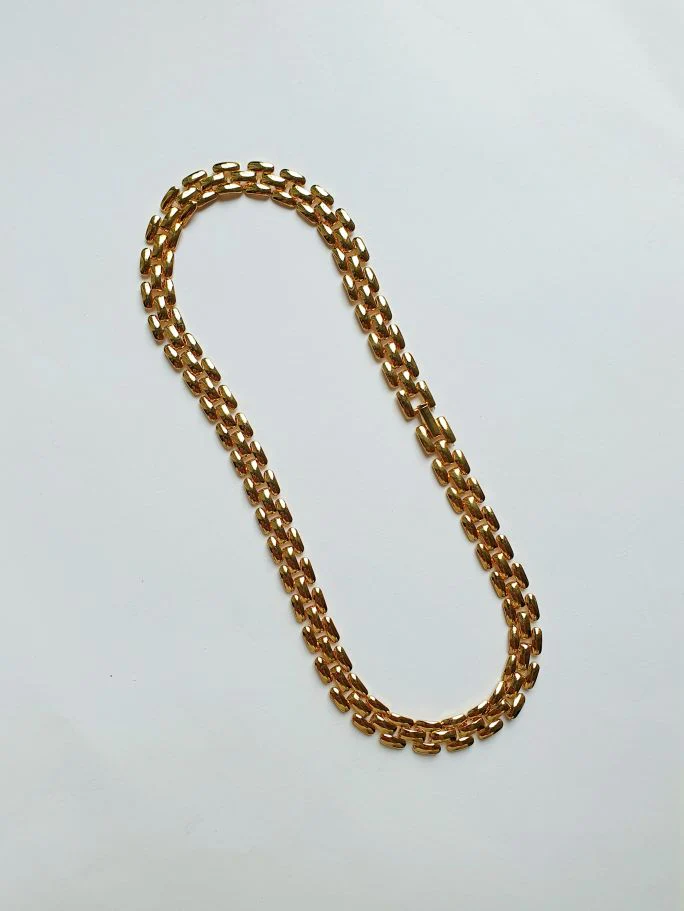 Vintage 80s Gold Plated Panther Chain Necklace - Image 3
