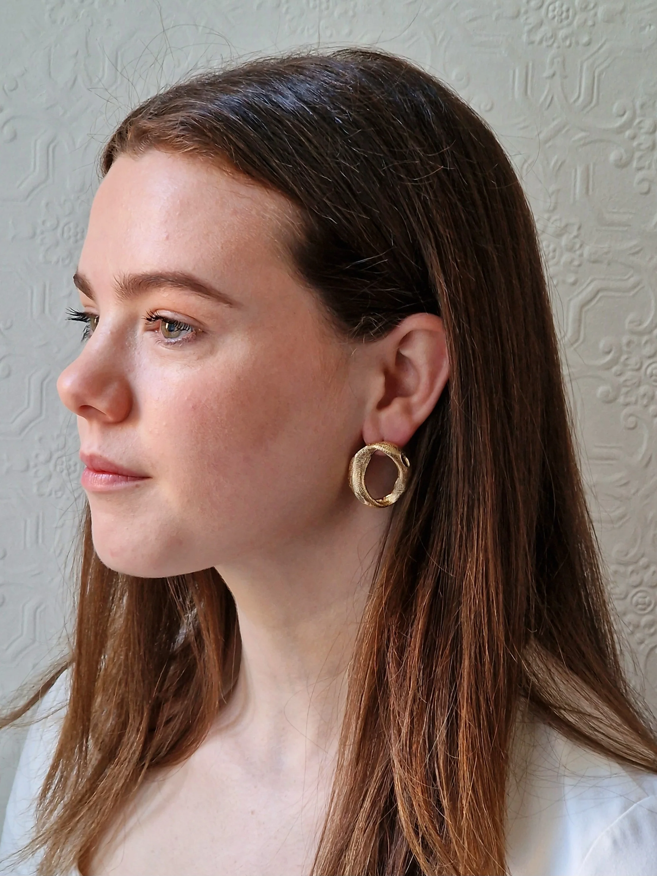 Vintage 80s Gold Plated Statement Stud Earrings - Image 5