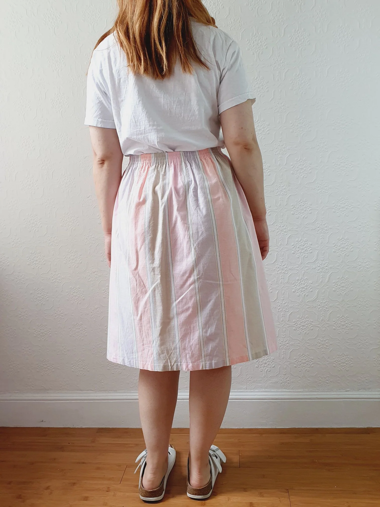 Vintage 80s High Waisted Pastel Pink Striped Skirt with Pockets - XS/S - Image 4