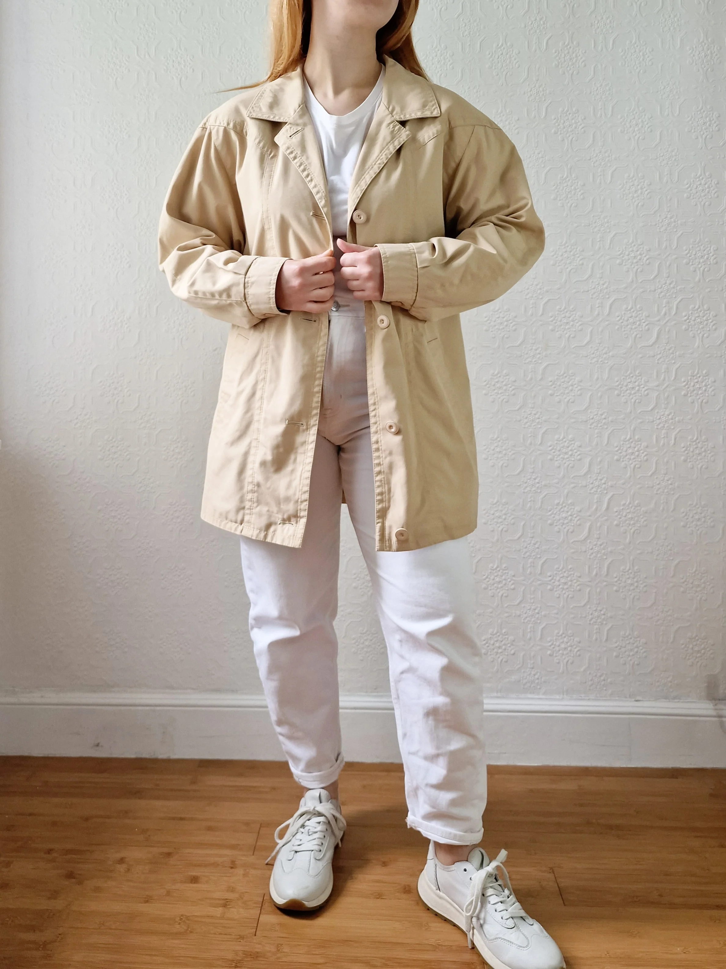 Vintage 80s Light Beige Lightweight Jacket - M - Image 2