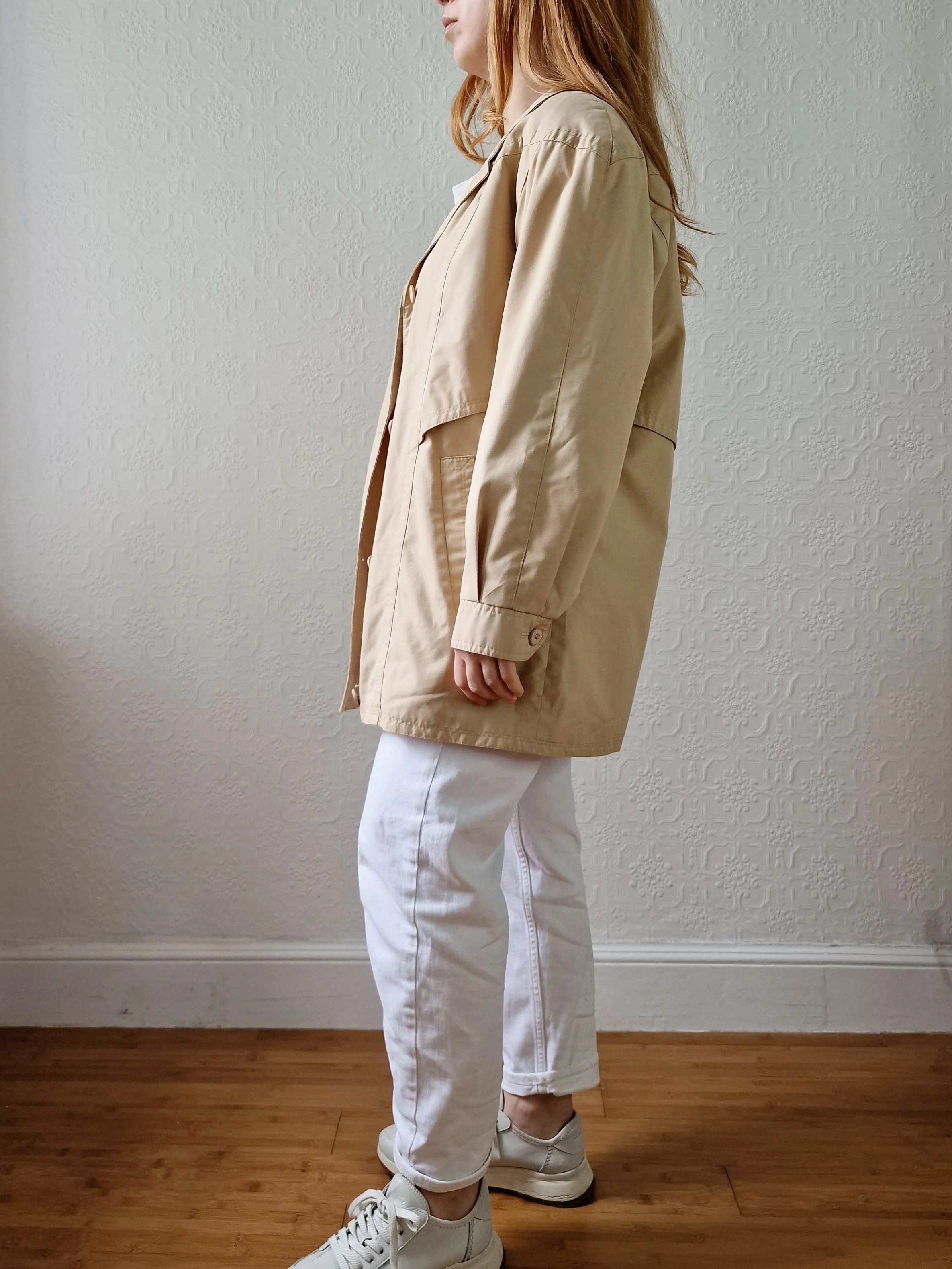 Vintage 80s Light Beige Lightweight Jacket - M - Image 4