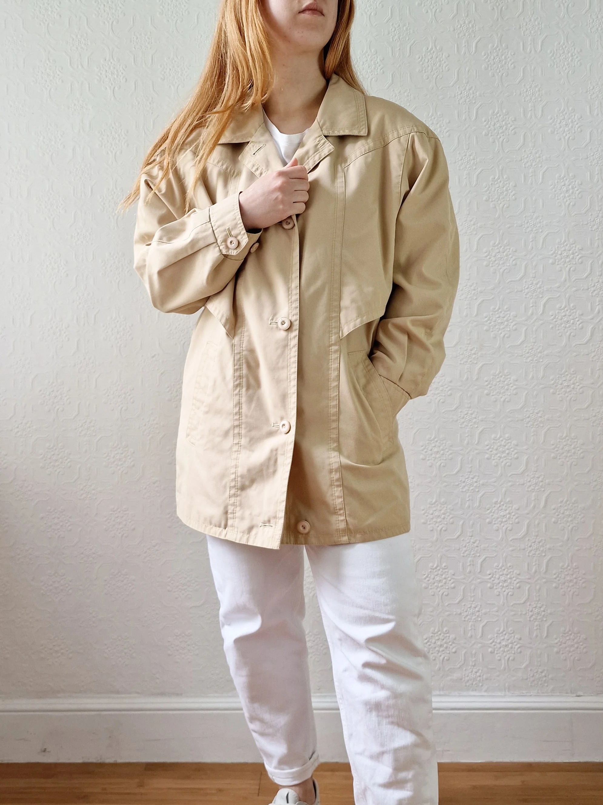 Vintage 80s Light Beige Lightweight Jacket - M - Image 8