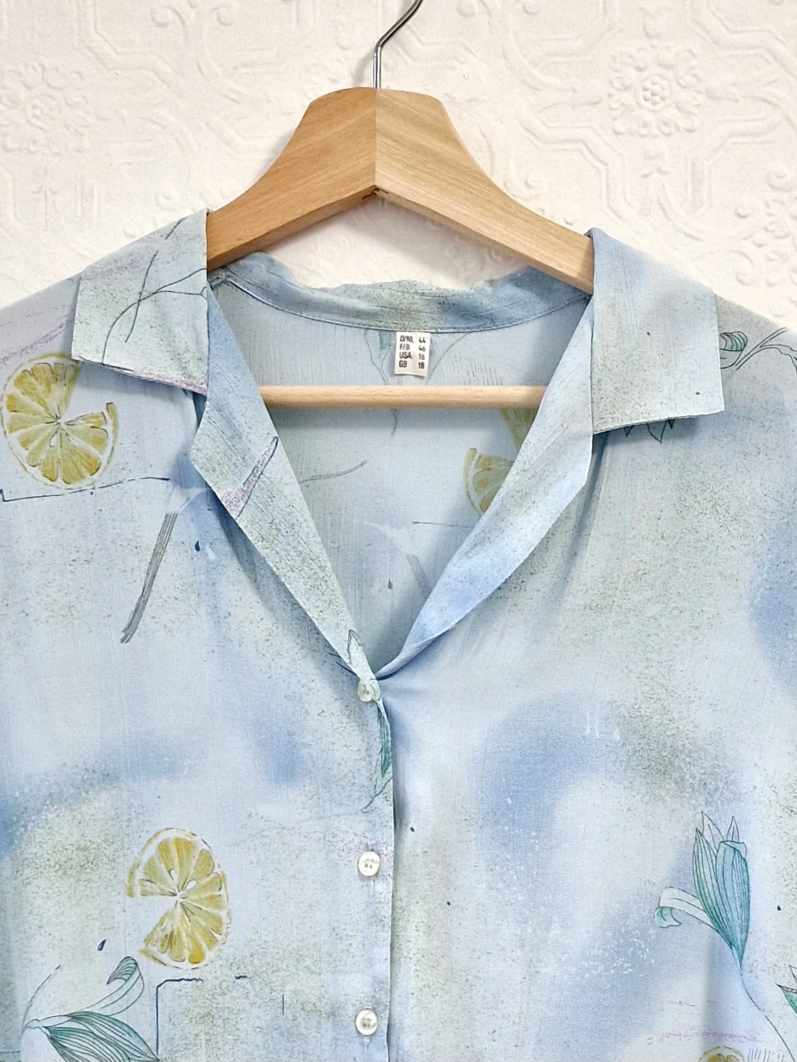 Vintage 80s Light Blue Blouse with Cap Sleeves - M - Image 7