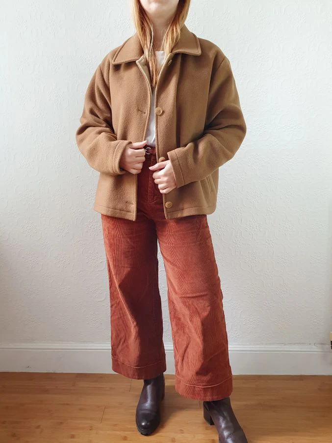 Vintage 80s Light Camel Brown Short Wool & Cashmere Jacket - M - Image 2