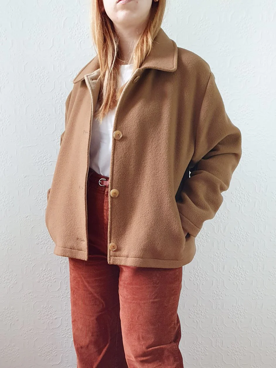 Vintage 80s Light Camel Brown Short Wool & Cashmere Jacket - M - Image 3