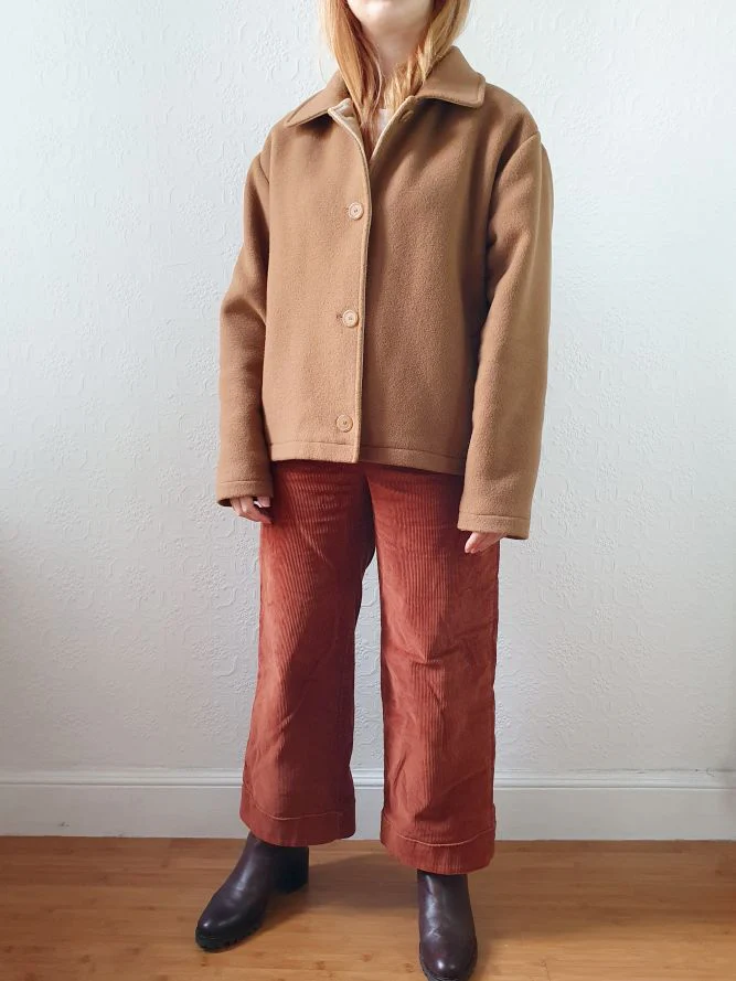 Vintage 80s Light Camel Brown Short Wool & Cashmere Jacket - M - Image 5