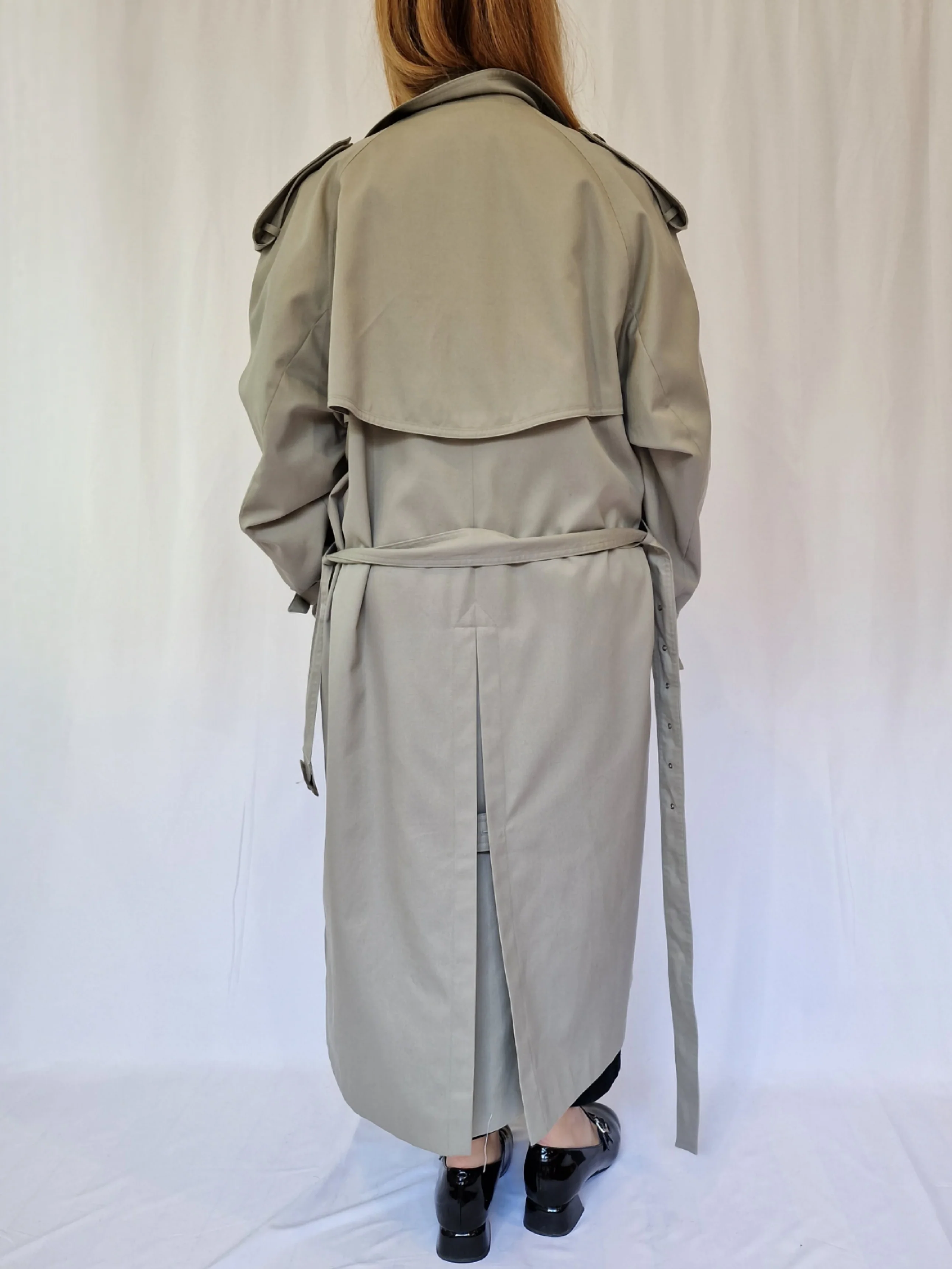 Vintage 80s Light Grey Single Breasted Trench Coat by Dannimac - XL - Image 5