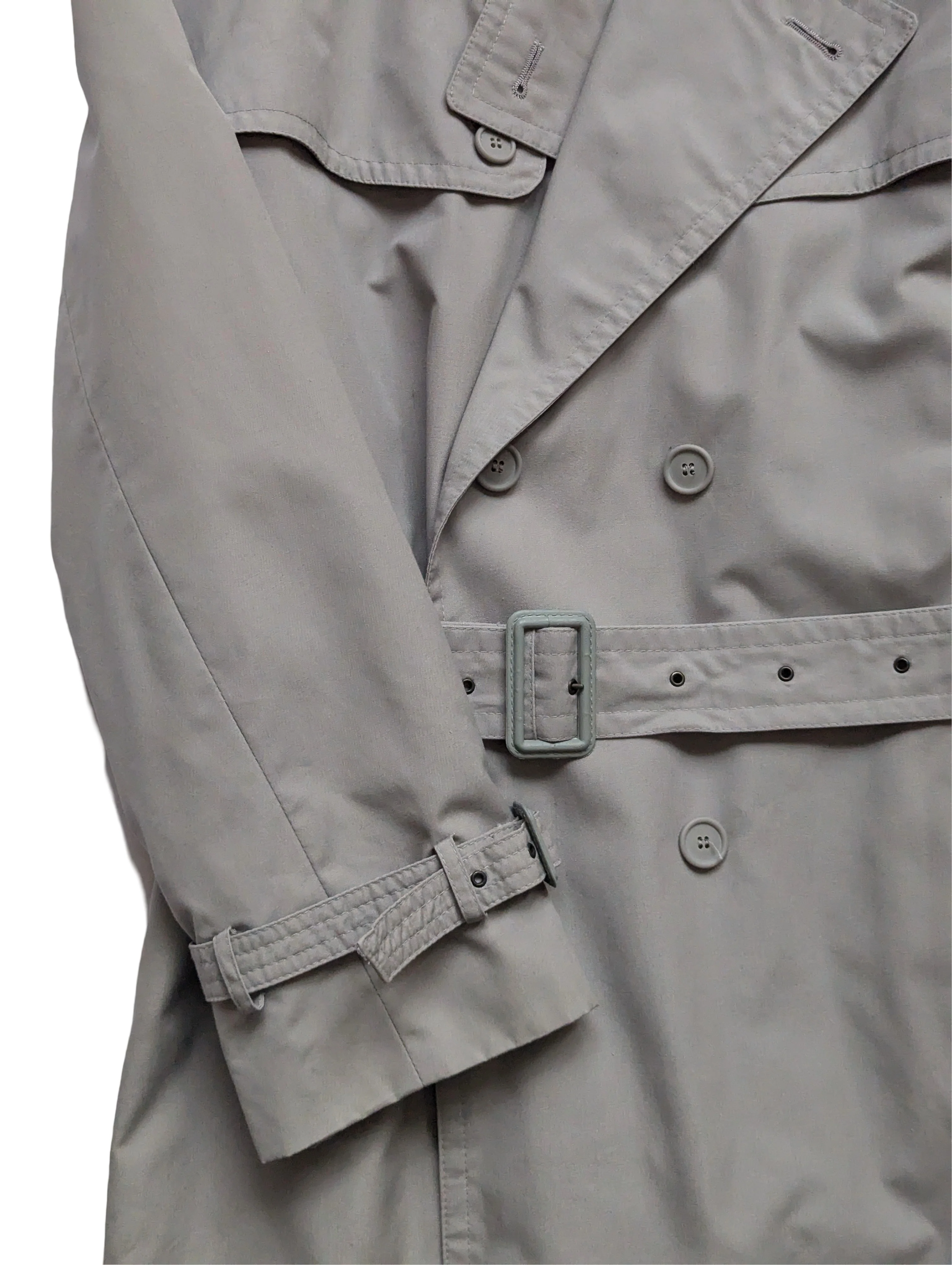 Vintage 80s Light Grey Trench Coat With Removable Lining- L/XL - Image 3