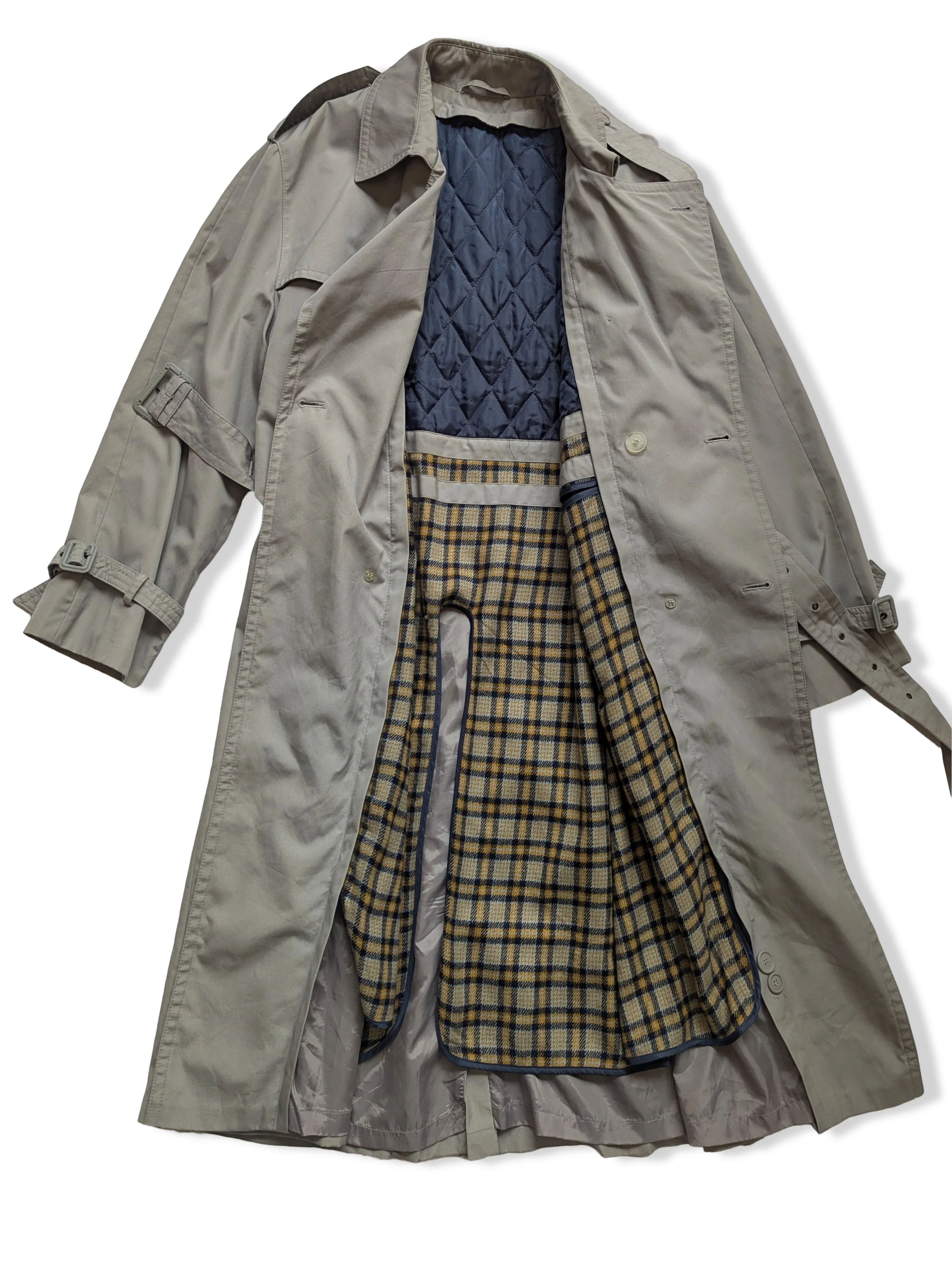 Vintage 80s Light Grey Trench Coat With Removable Lining- L/XL - Image 4