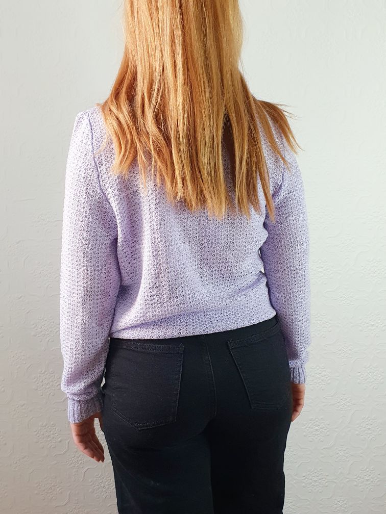 Vintage 80s Lilac Lightweight High Neck Jumper - S - Image 3