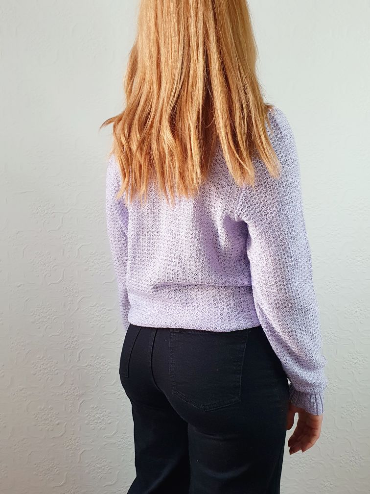 Vintage 80s Lilac Lightweight High Neck Jumper - S - Image 4